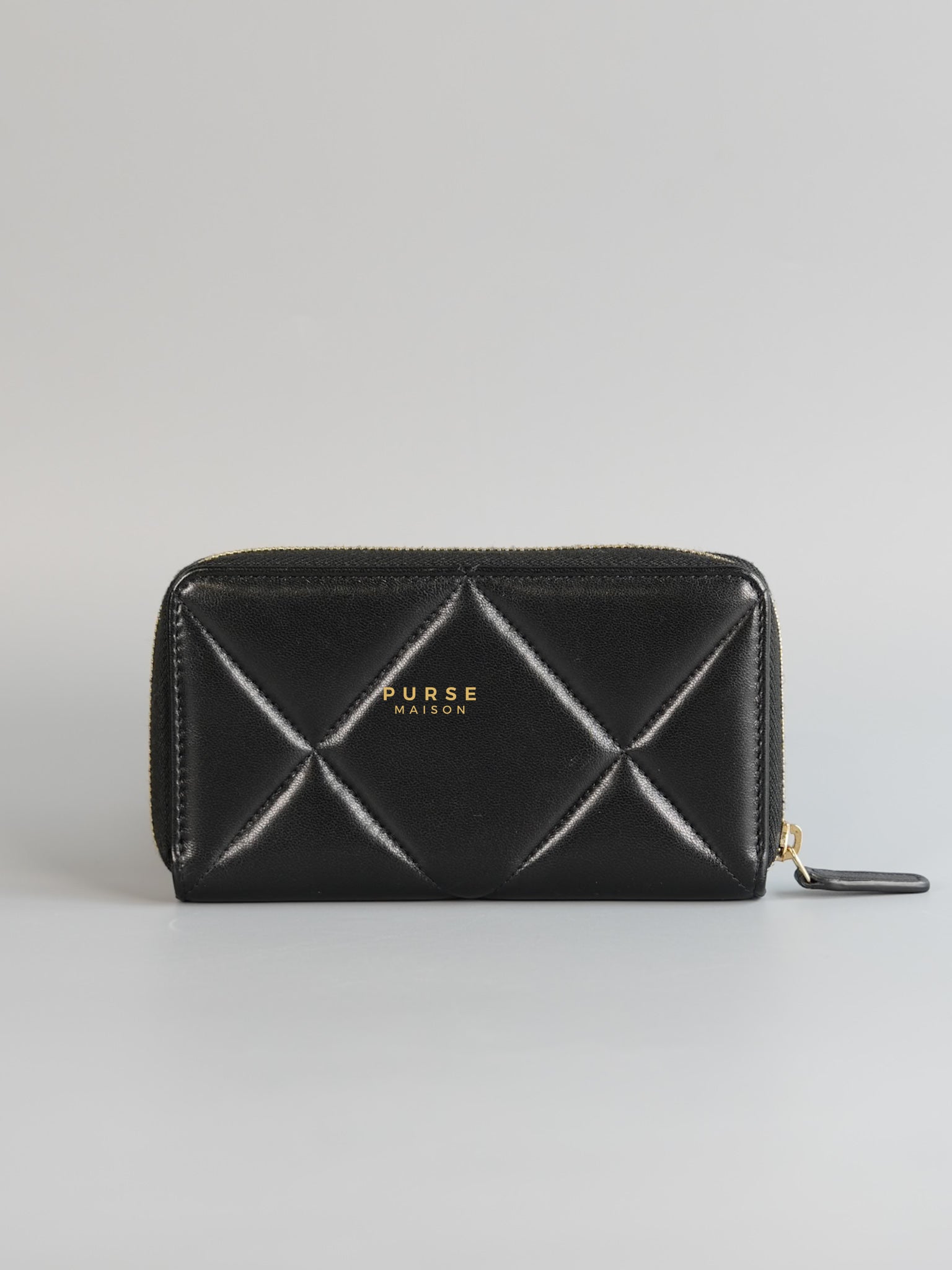 C19 Wallet Black Lambskin in Aged Gold Hardware Series 30 | Purse Maison Luxury Bags Shop