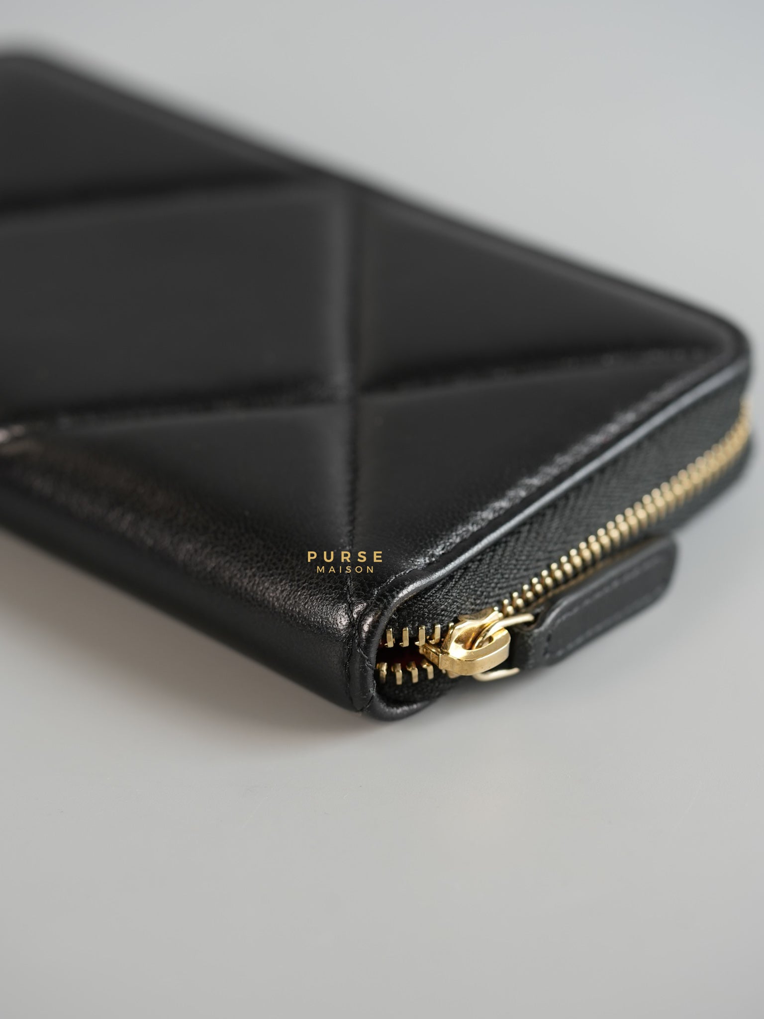 C19 Wallet Black Lambskin in Aged Gold Hardware Series 30 | Purse Maison Luxury Bags Shop