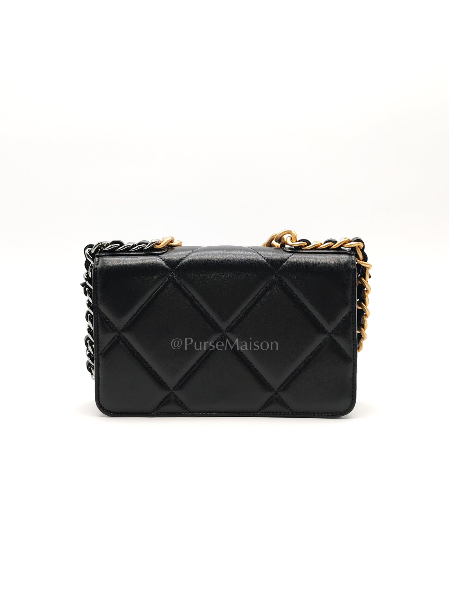 19 Wallet on Chain (WOC) in Black Lambskin Mix Hardware Microchip | Purse Maison Luxury Bags Shop