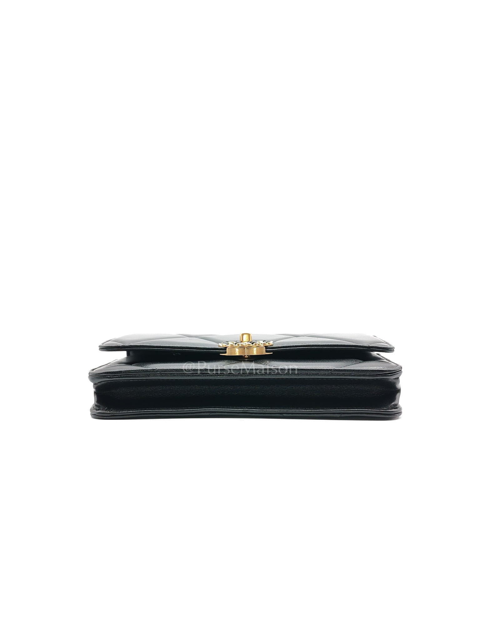 19 Wallet on Chain (WOC) in Black Lambskin Mix Hardware Microchip | Purse Maison Luxury Bags Shop
