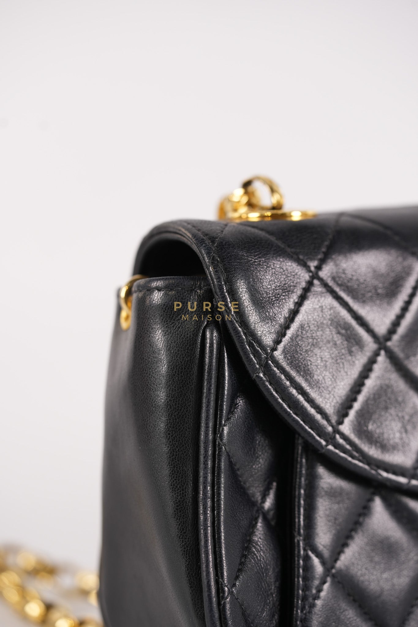 1992 Diamond Mini Bag in Black Quilted Lambskin Leather & Gold Hardware Series 23 | Purse Maison Luxury Bags Shop