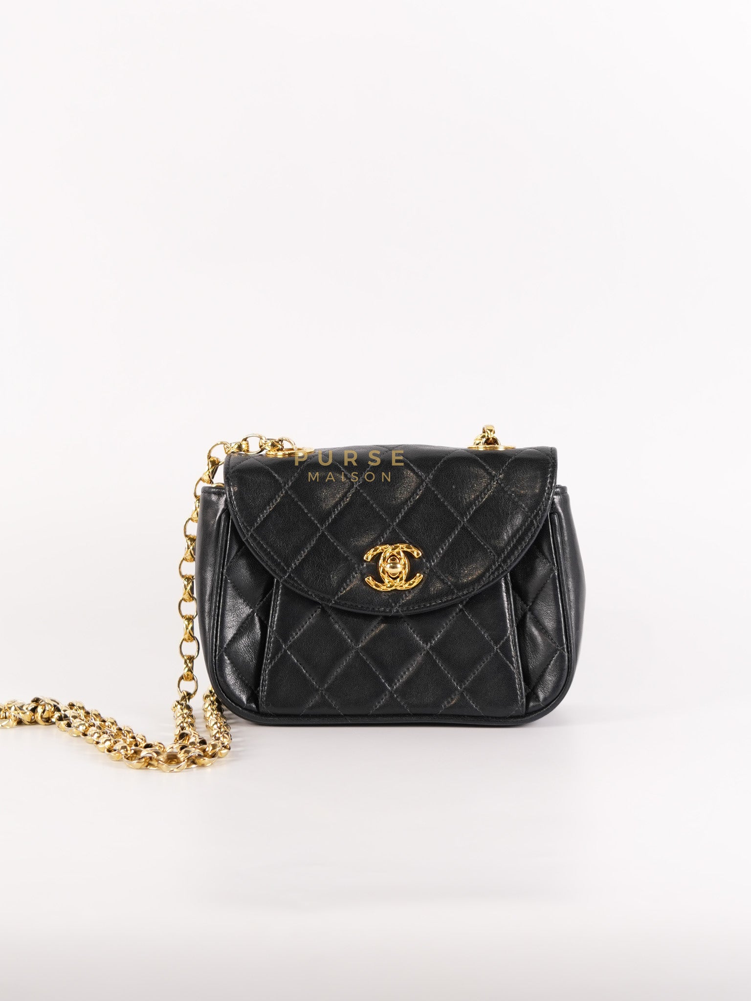 1992 Diamond Mini Bag in Black Quilted Lambskin Leather & Gold Hardware Series 23 | Purse Maison Luxury Bags Shop