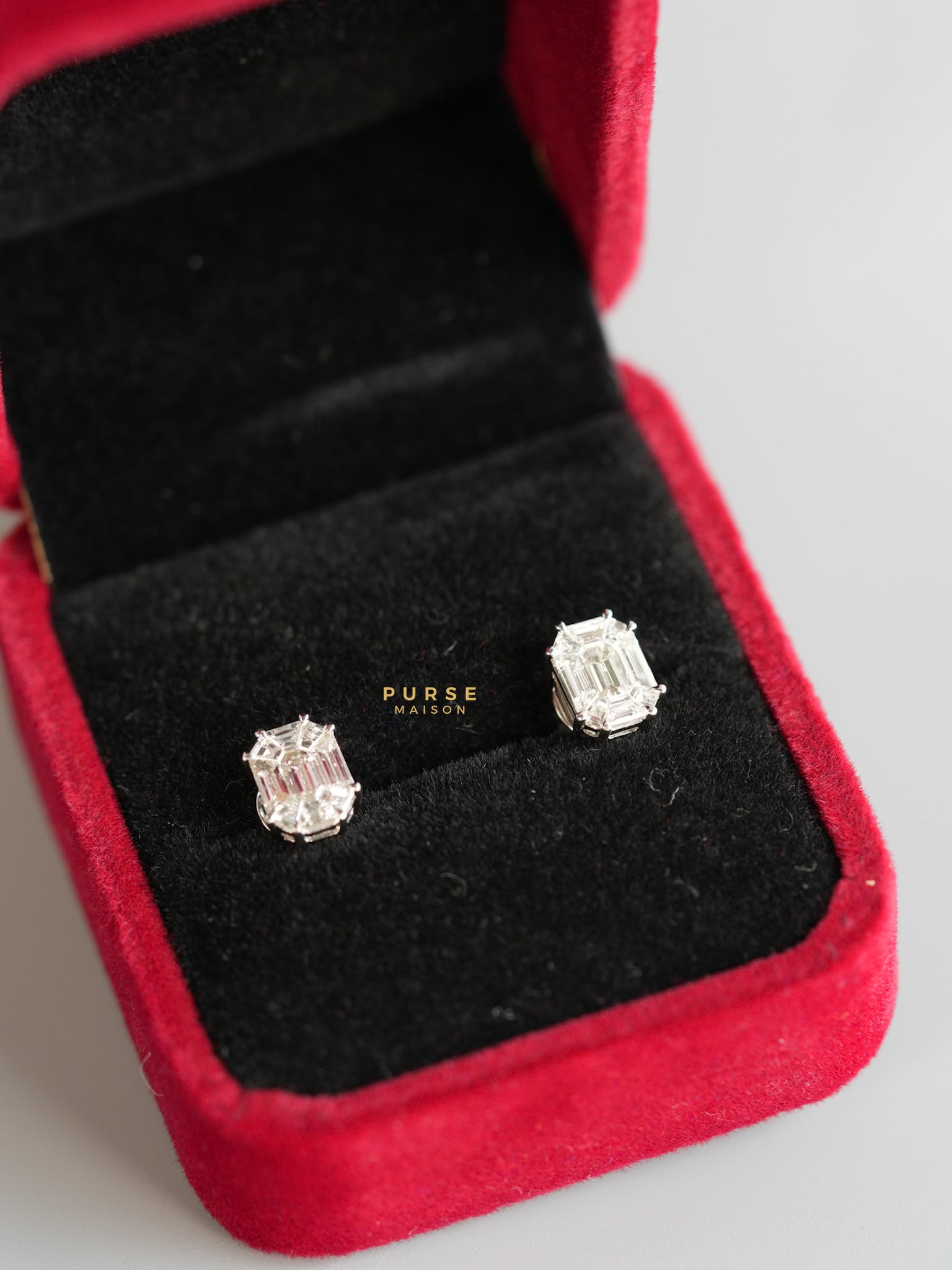 1.10 Carats White Gold Claw Pie Cut Natural Diamonds Earrings | Purse Maison Luxury Bags Shop