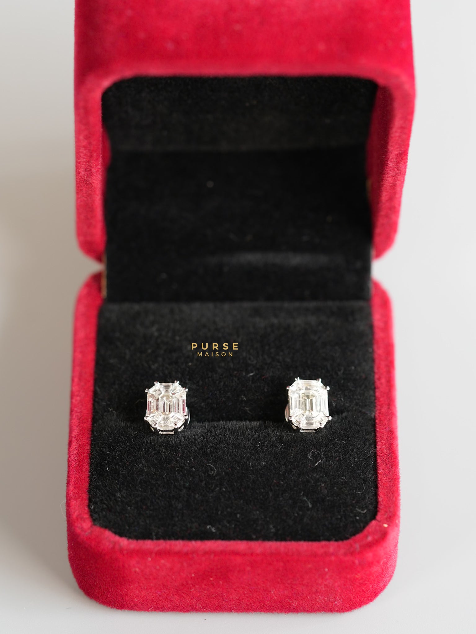 1.10 Carats White Gold Claw Pie Cut Natural Diamonds Earrings | Purse Maison Luxury Bags Shop