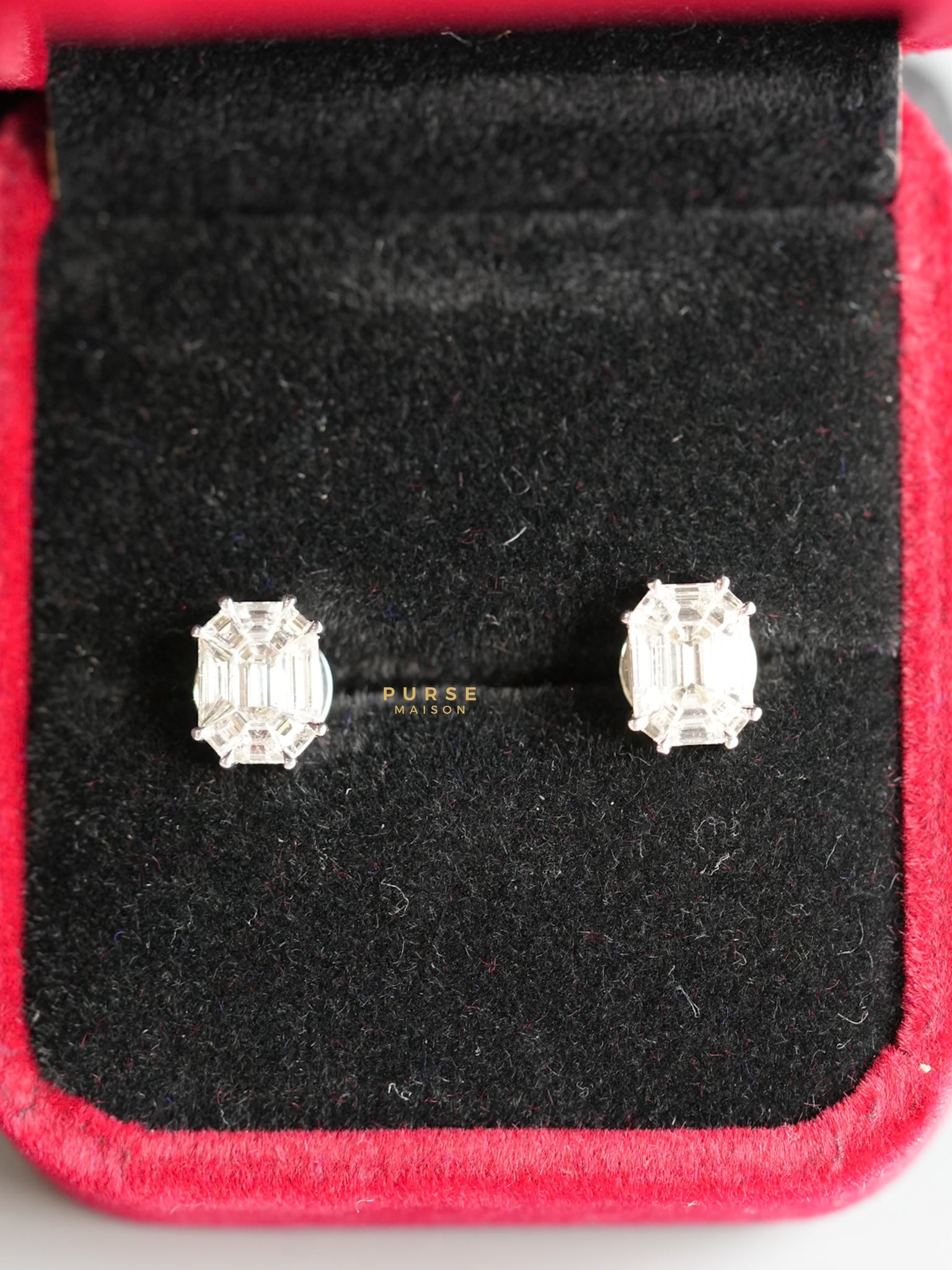 1.10 Carats White Gold Claw Pie Cut Natural Diamonds Earrings | Purse Maison Luxury Bags Shop