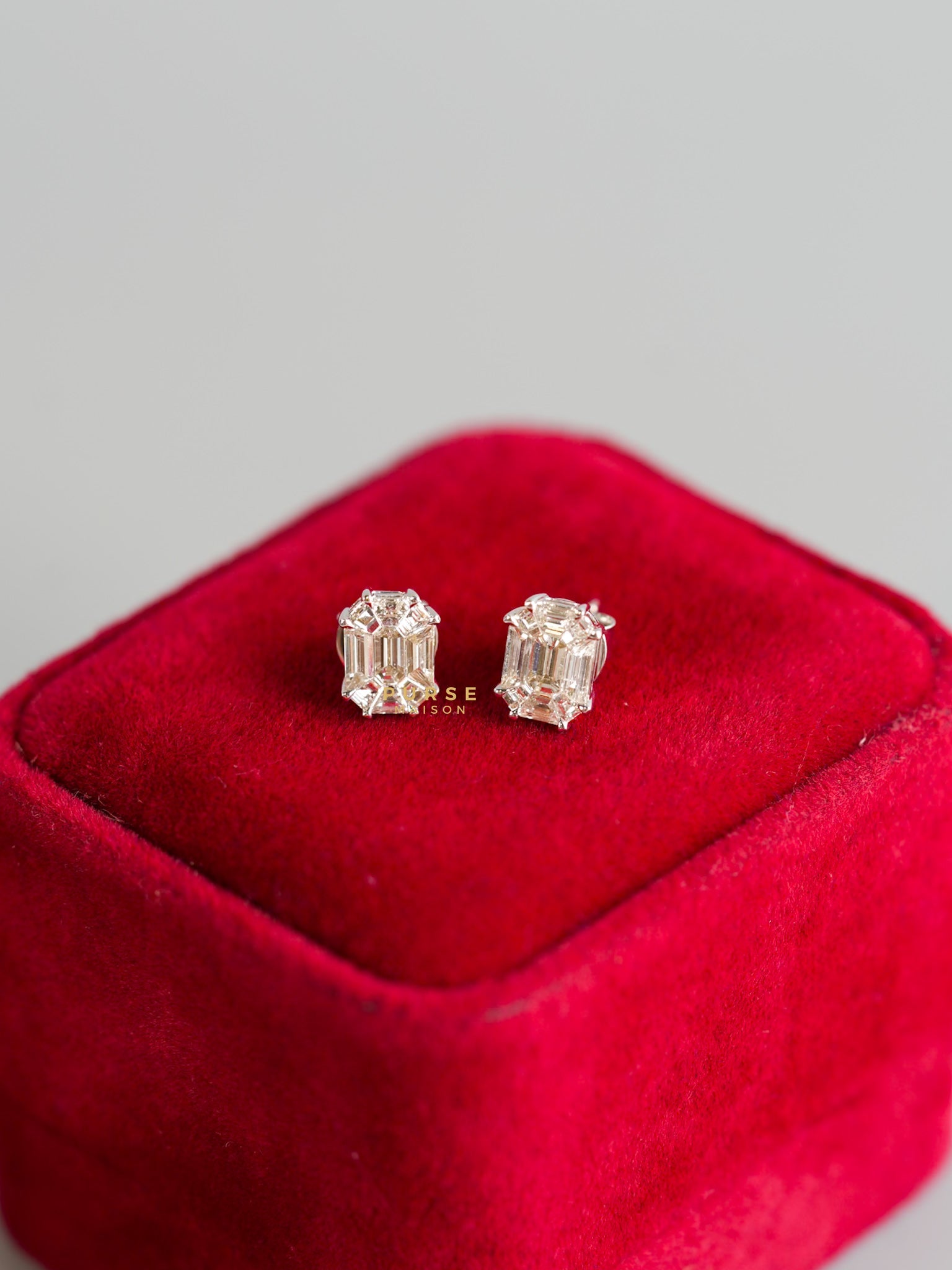 1.10 Carats White Gold Claw Pie Cut Natural Diamonds Earrings | Purse Maison Luxury Bags Shop