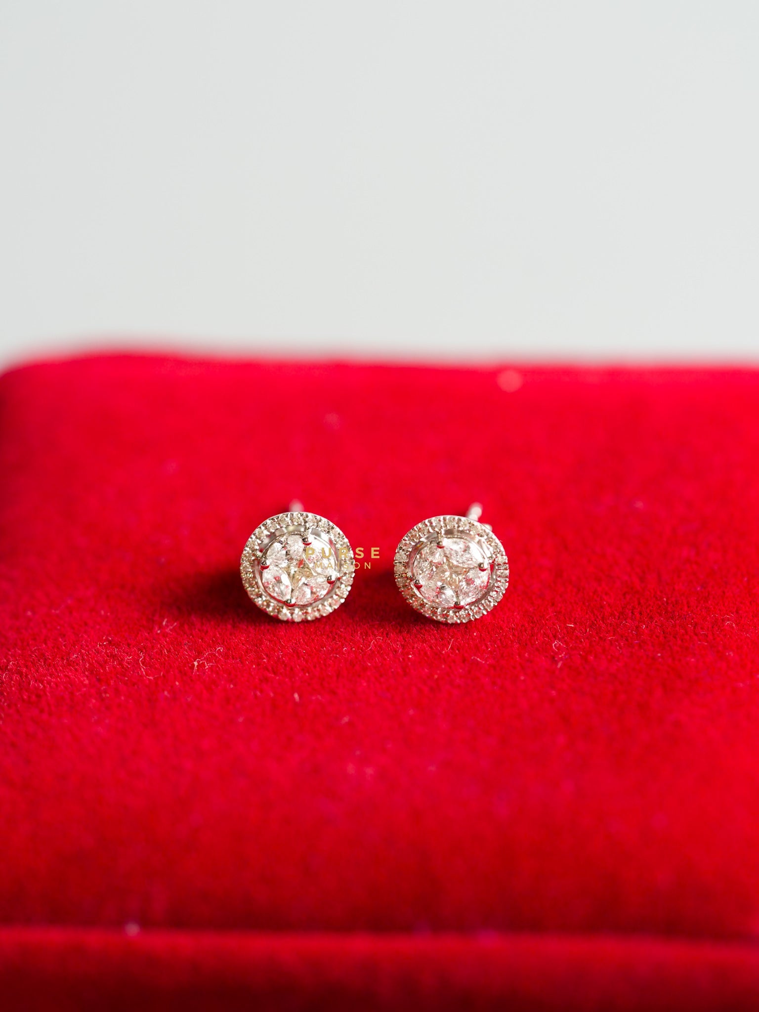 1.13 White Brilliant/Step Princess & Marquise Diamond Earrings | Purse Maison Luxury Bags Shop