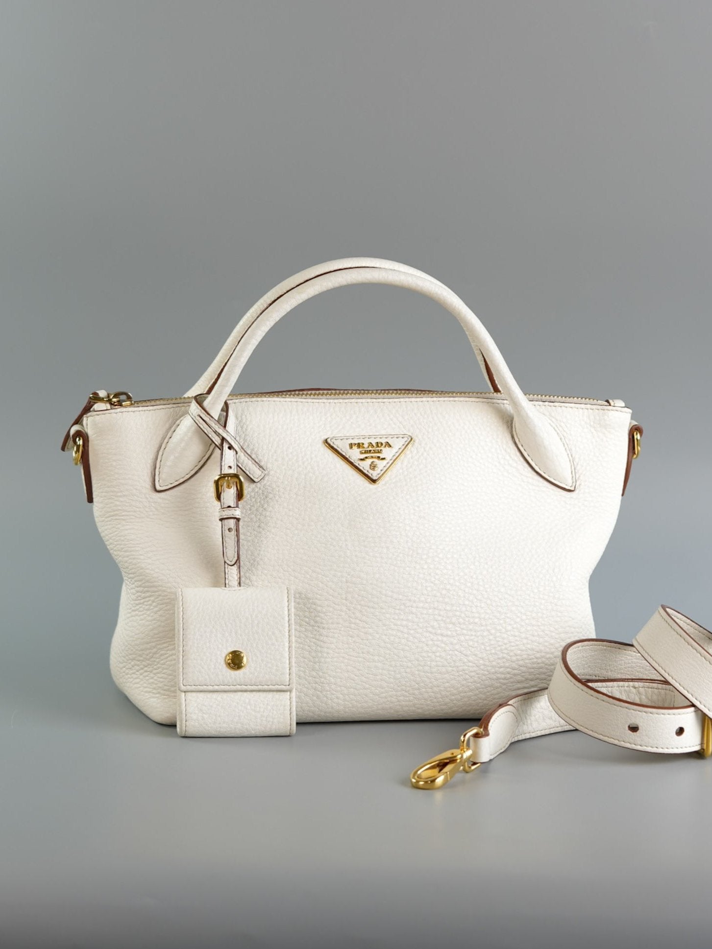 1BA111 Vitello Daino Bianca (White) Satchel Bag | Purse Maison Luxury Bags Shop