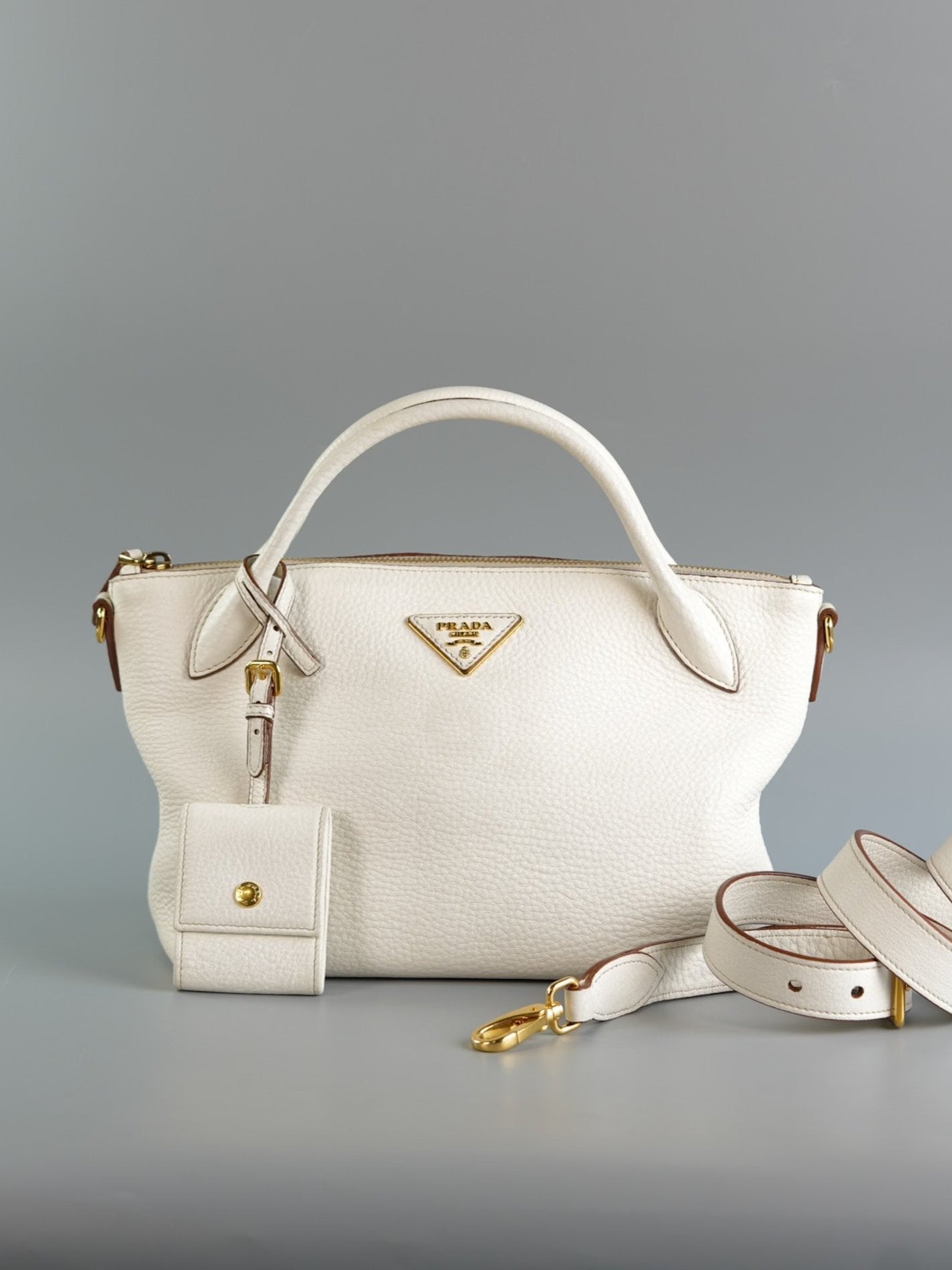 1BA111 Vitello Daino Bianca (White) Satchel Bag | Purse Maison Luxury Bags Shop