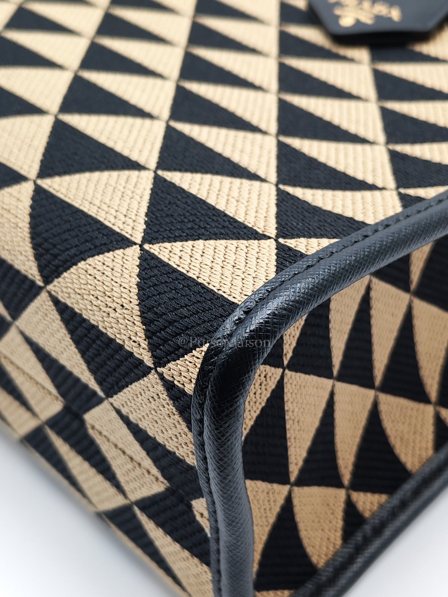 1BA356 Jacquard Triangolo Symbole Canvas Tote Bag | Purse Maison Luxury Bags Shop