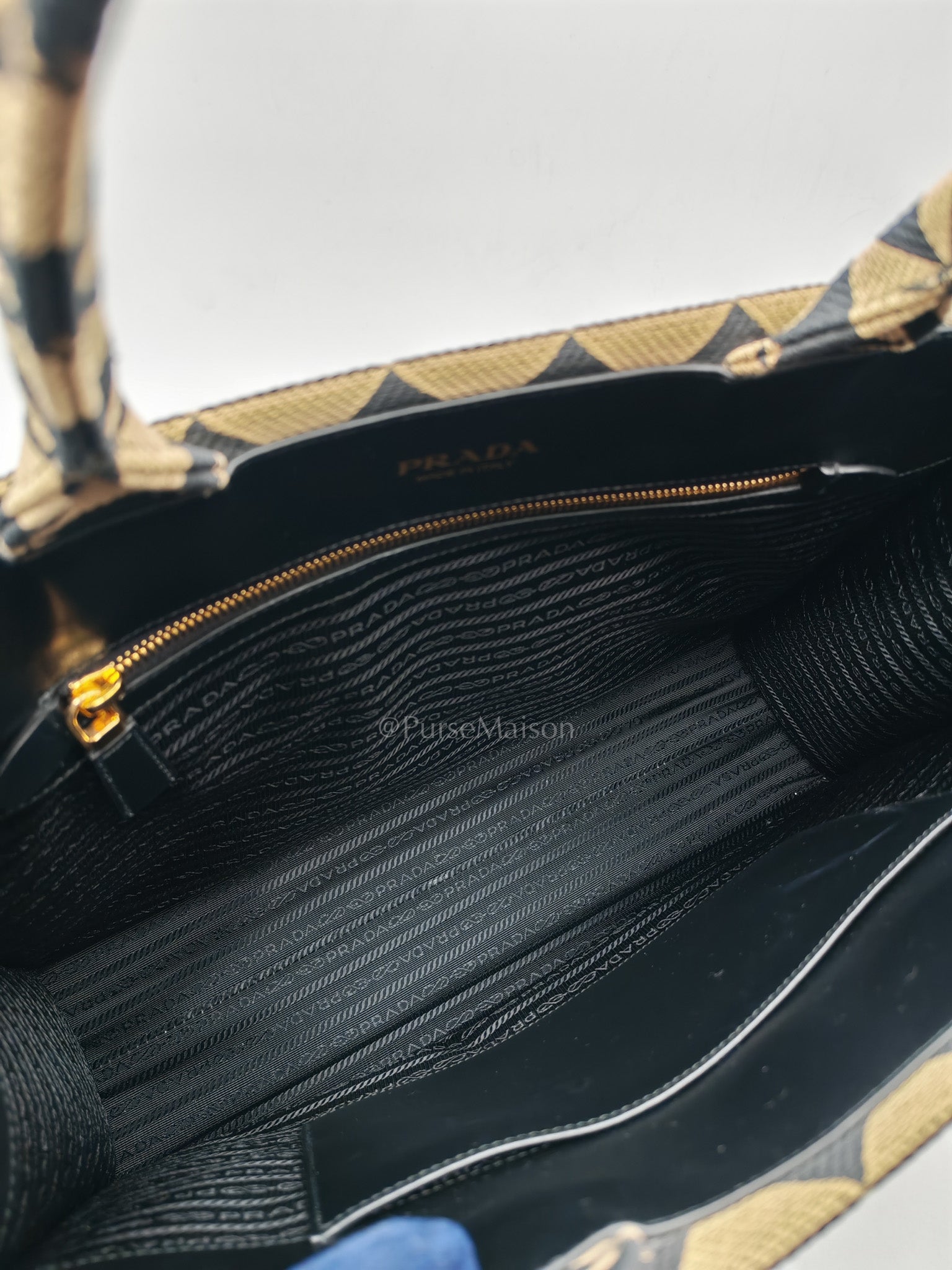 1BA356 Jacquard Triangolo Symbole Canvas Tote Bag | Purse Maison Luxury Bags Shop
