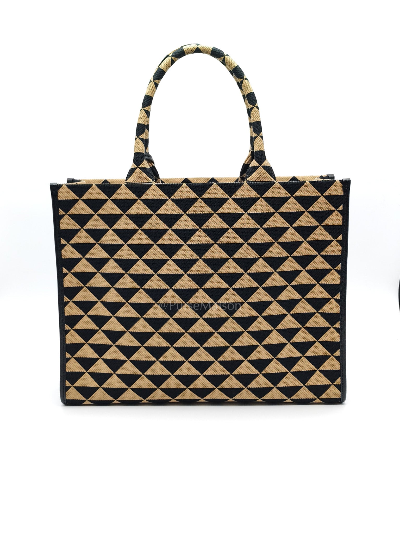 1BA356 Jacquard Triangolo Symbole Canvas Tote Bag | Purse Maison Luxury Bags Shop