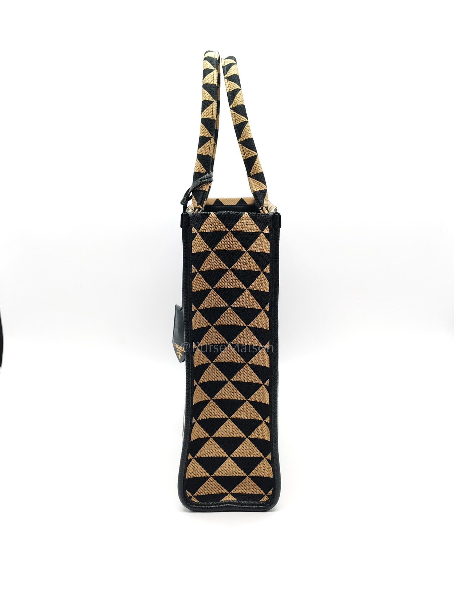 1BA356 Jacquard Triangolo Symbole Canvas Tote Bag | Purse Maison Luxury Bags Shop
