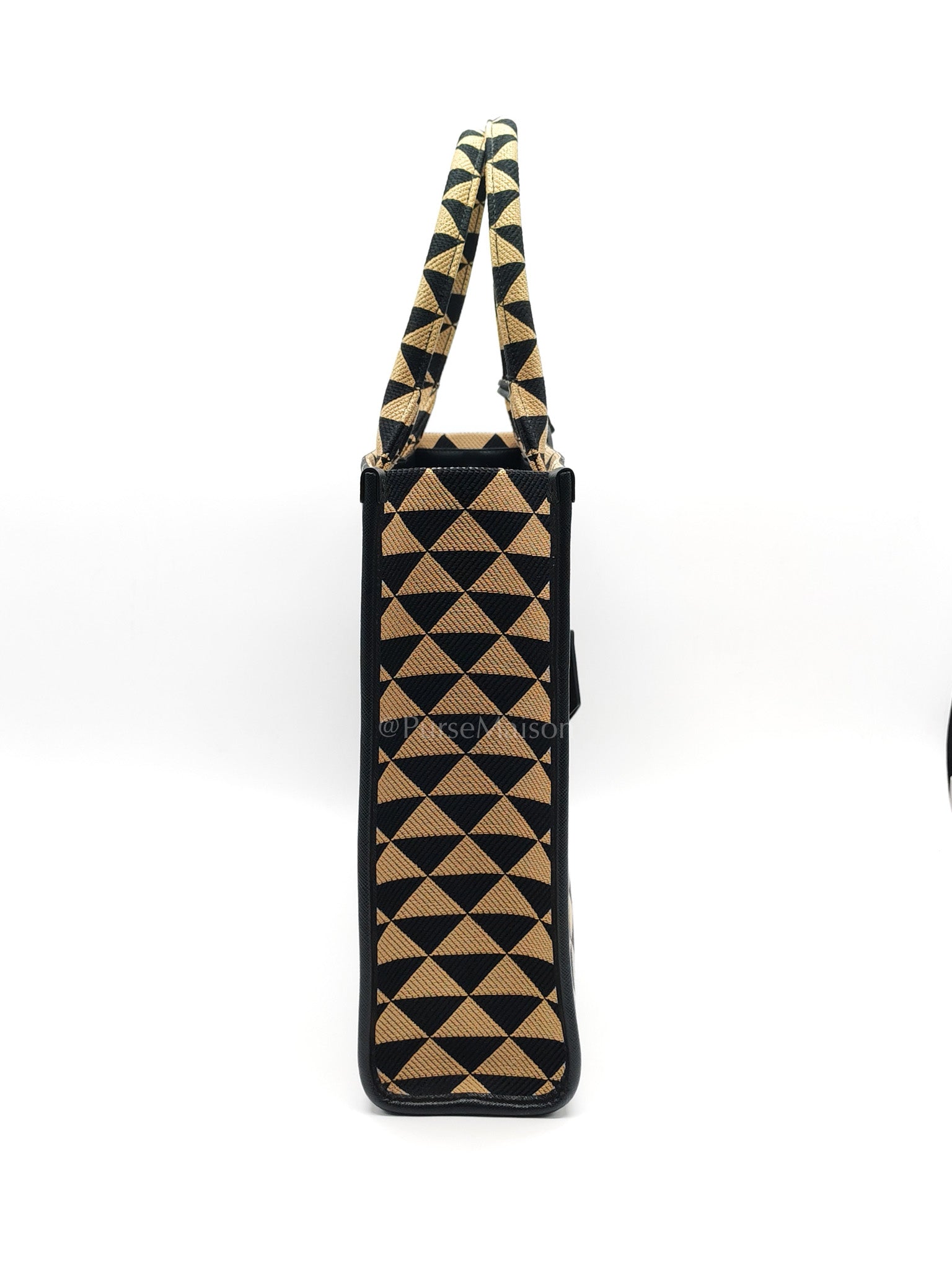 1BA356 Jacquard Triangolo Symbole Canvas Tote Bag | Purse Maison Luxury Bags Shop