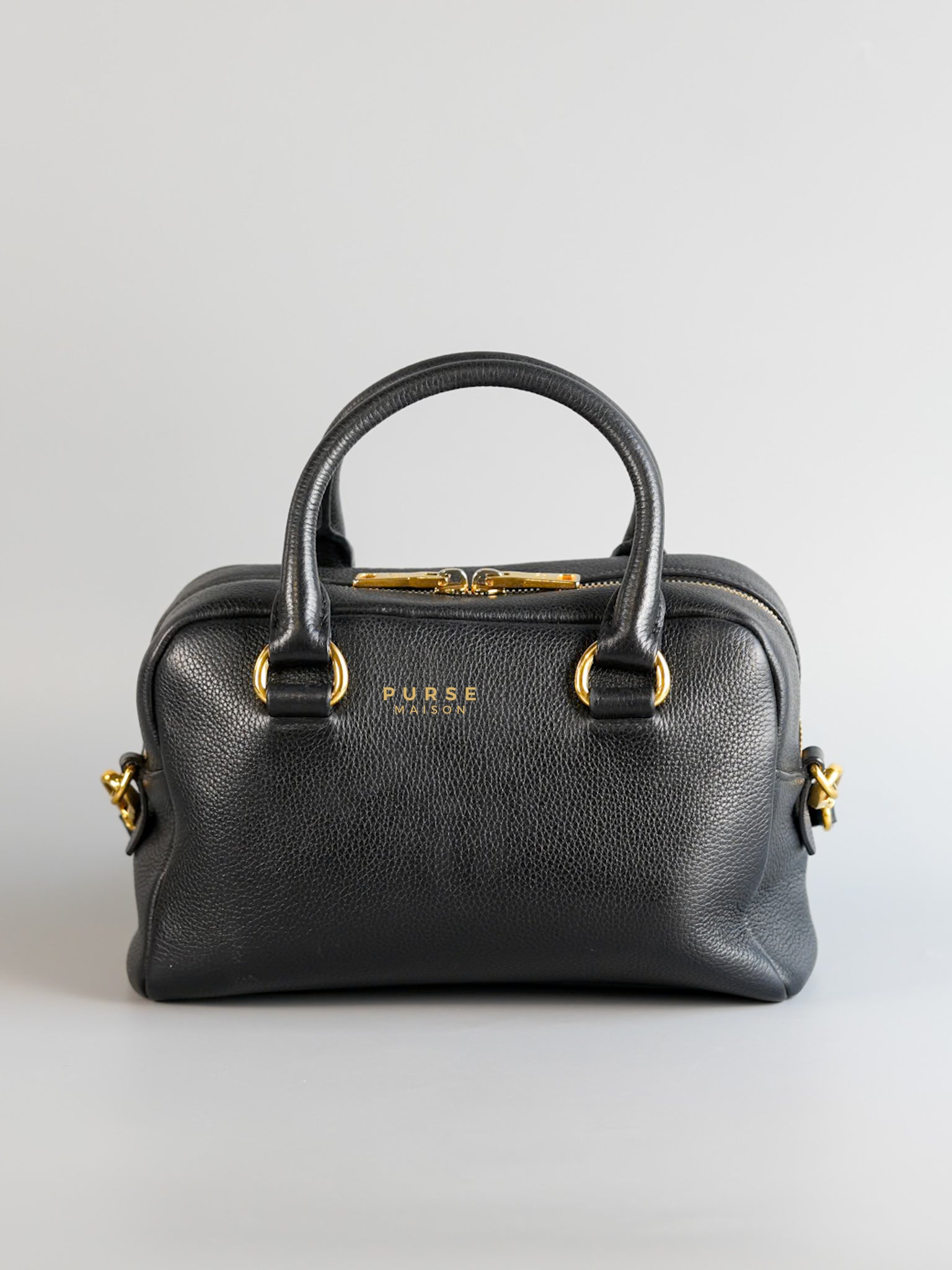 1BB108 Bauletto in Pelle Vitello Phenix Nero Bag | Purse Maison Luxury Bags Shop