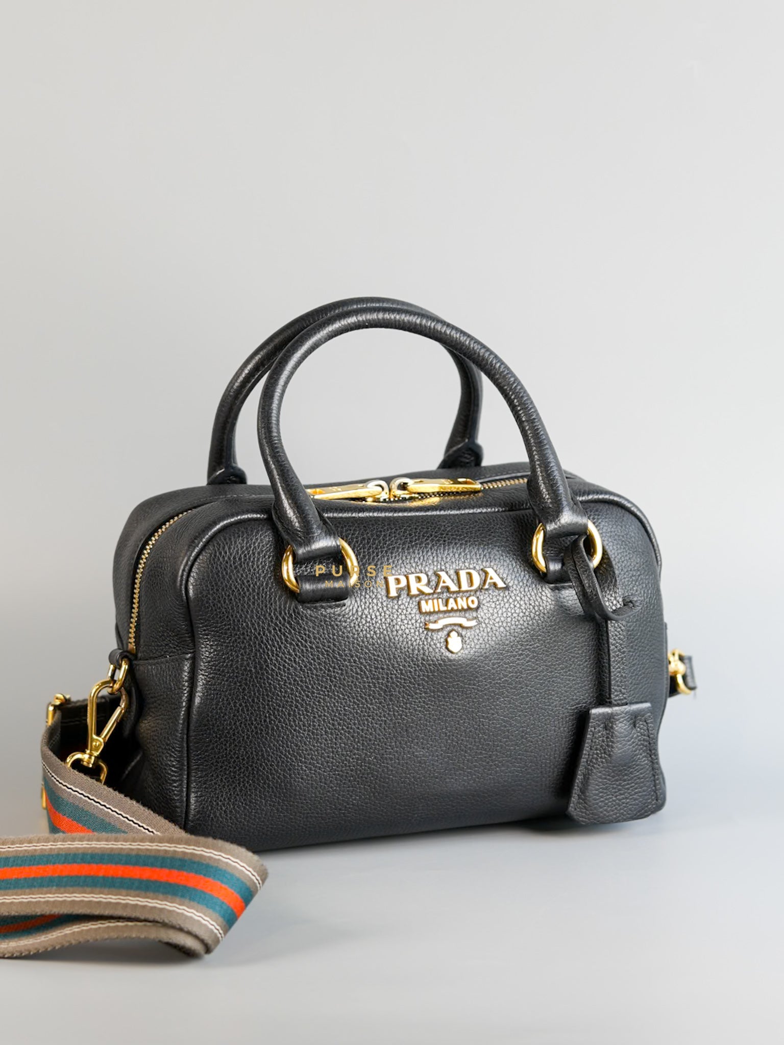 1BB108 Bauletto in Pelle Vitello Phenix Nero Bag | Purse Maison Luxury Bags Shop