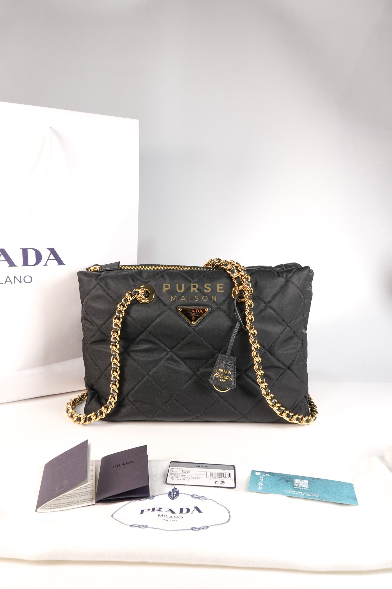 1BG467 Re-Edition 1995 Black Re-Nylon Large Tote Bag | Purse Maison Luxury Bags Shop
