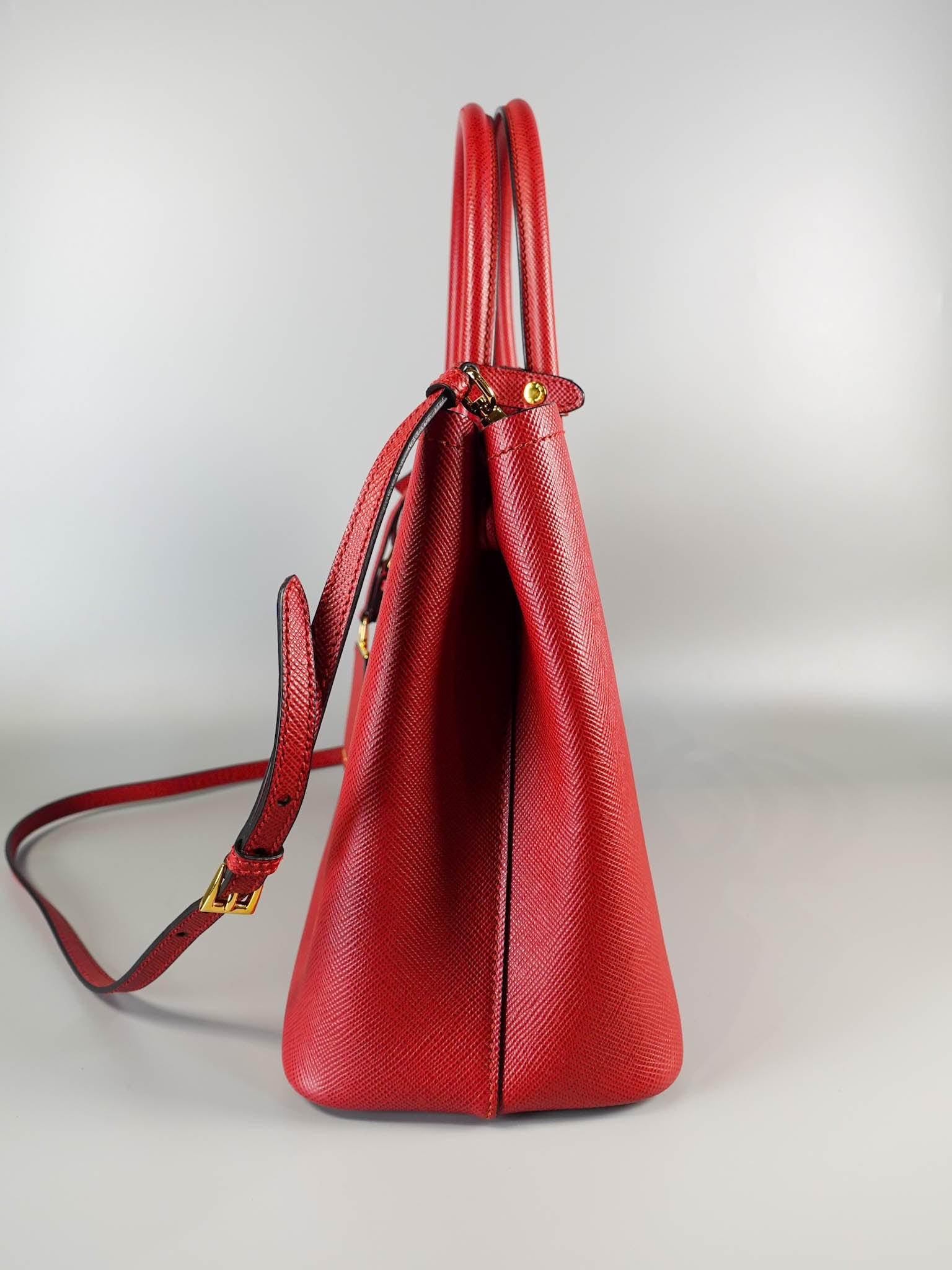 1BG775 Saffiano Cuir Leather Double Bag (Red) | Purse Maison Luxury Bags Shop