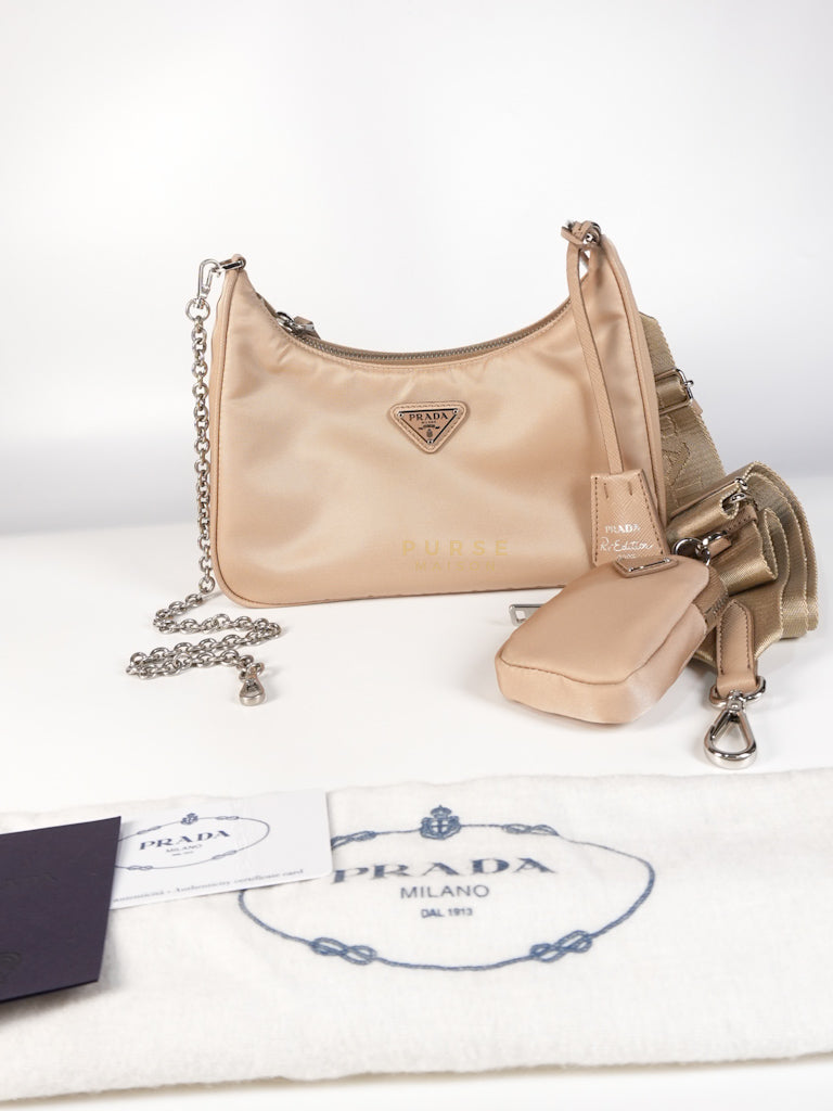 1BH204 Re-edition 2005 Multi Pochette in Cammeo Tessuto and Saffiano Leather | Purse Maison Luxury Bags Shop