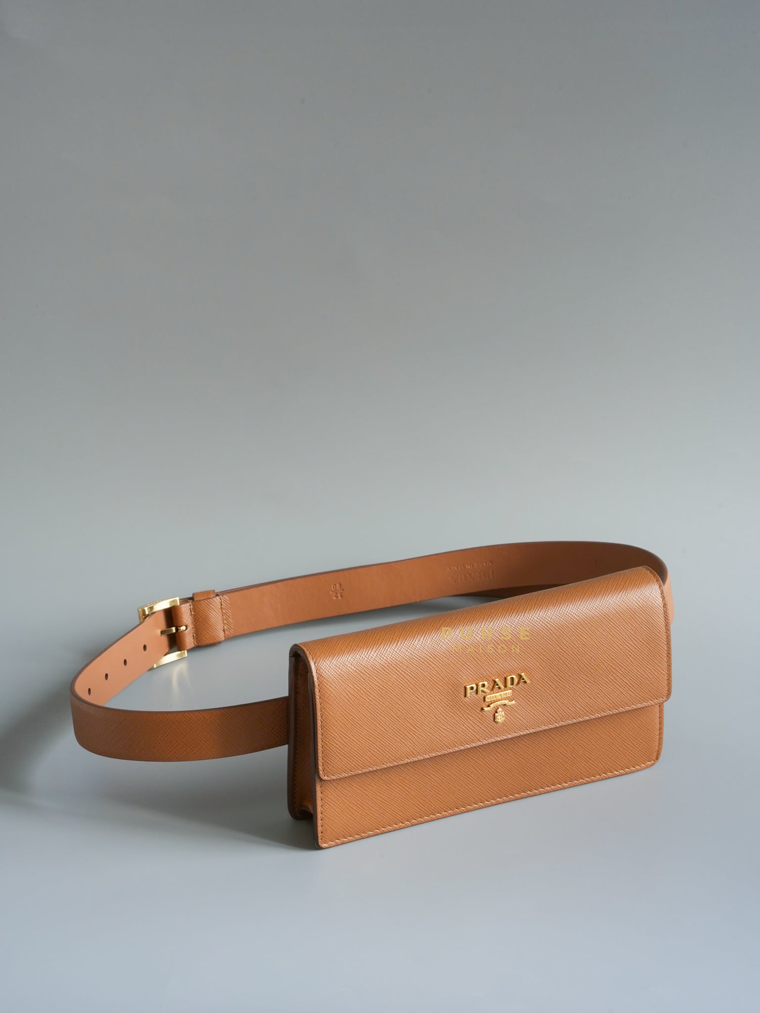 1CC411 Belt Bag in Caramel Saffiano Leather | Purse Maison Luxury Bags Shop
