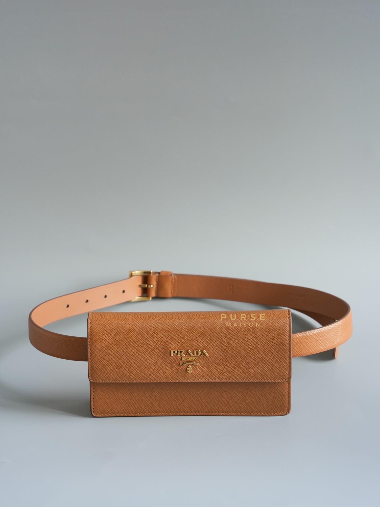 1CC411 Belt Bag in Caramel Saffiano Leather | Purse Maison Luxury Bags Shop