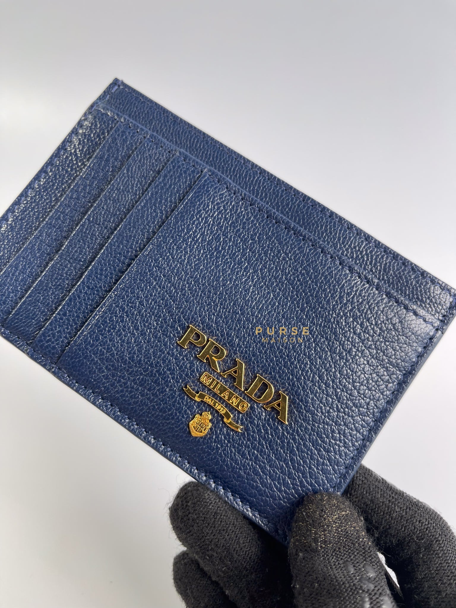 1MC053 Portacarte Card Holder (Navy Blue) | Purse Maison Luxury Bags Shop