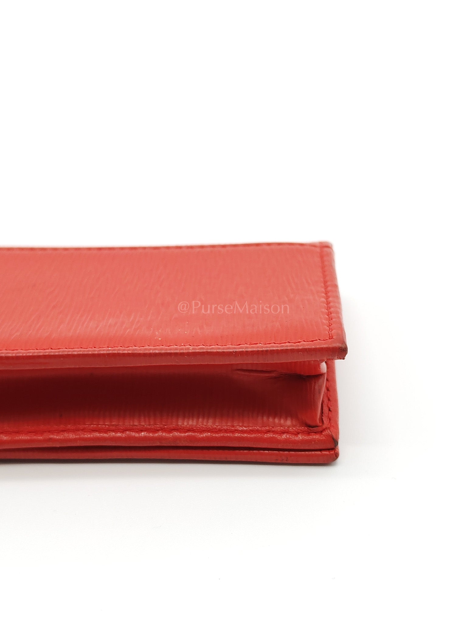 1MC122 Card Holder in Red Vitello Move Leather | Purse Maison Luxury Bags Shop