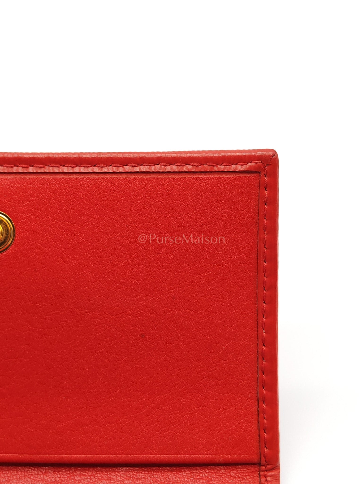1MC122 Card Holder in Red Vitello Move Leather | Purse Maison Luxury Bags Shop