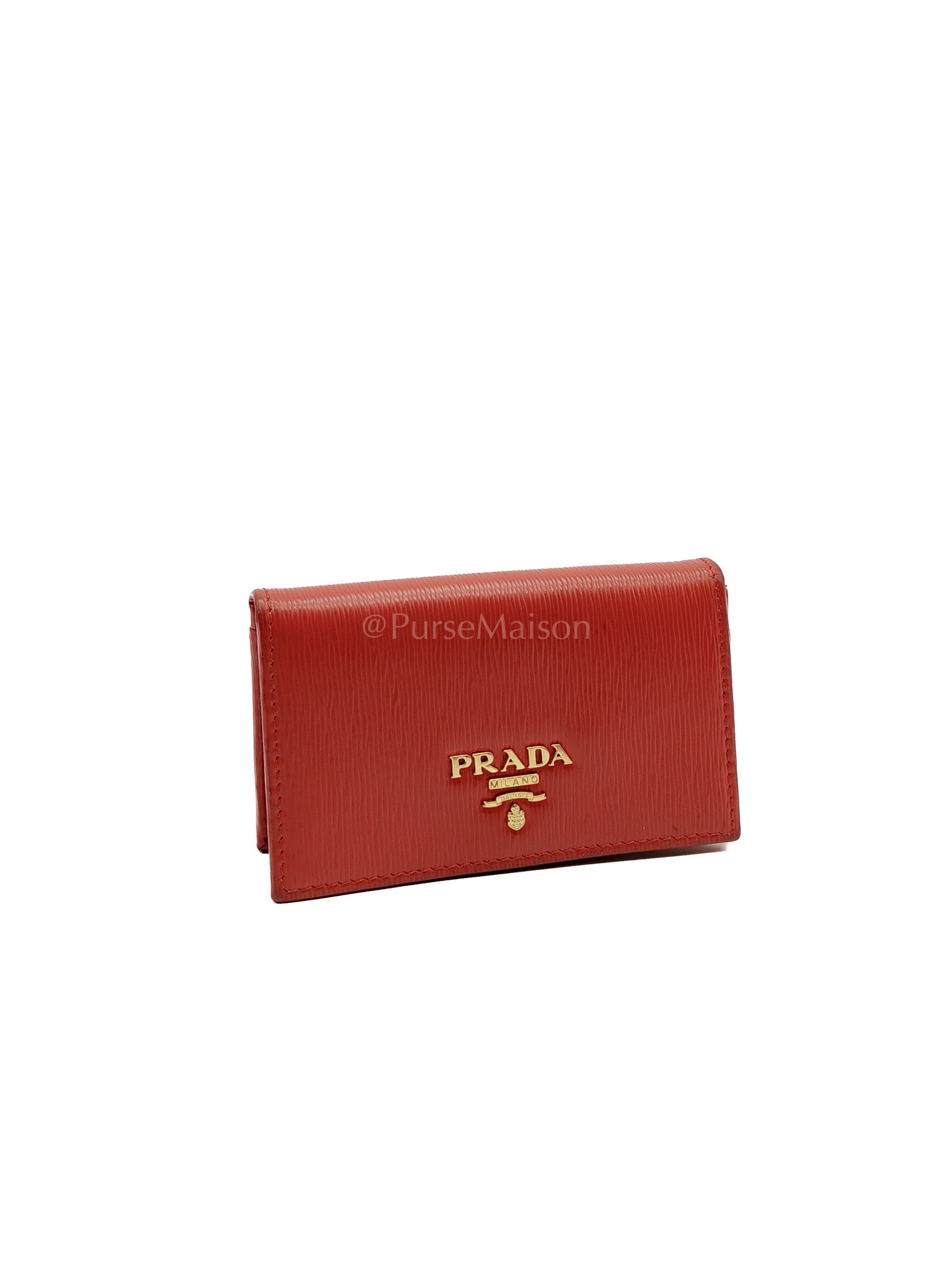 1MC122 Card Holder in Red Vitello Move Leather | Purse Maison Luxury Bags Shop