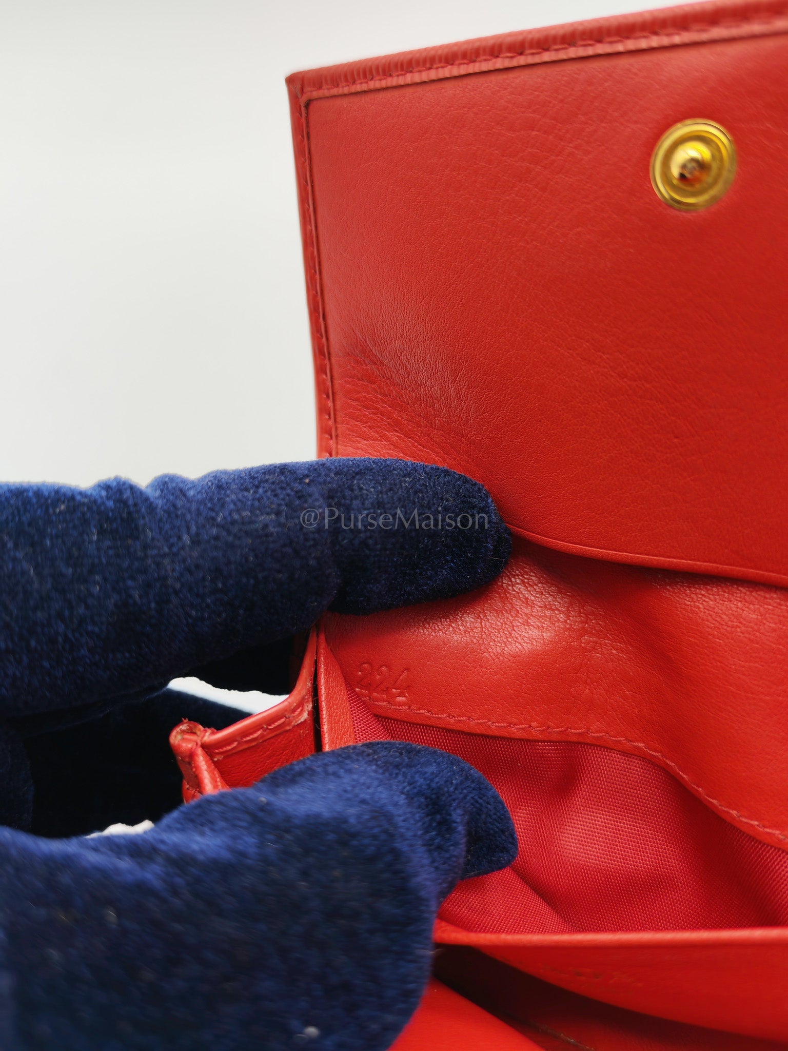 1MC122 Card Holder in Red Vitello Move Leather | Purse Maison Luxury Bags Shop