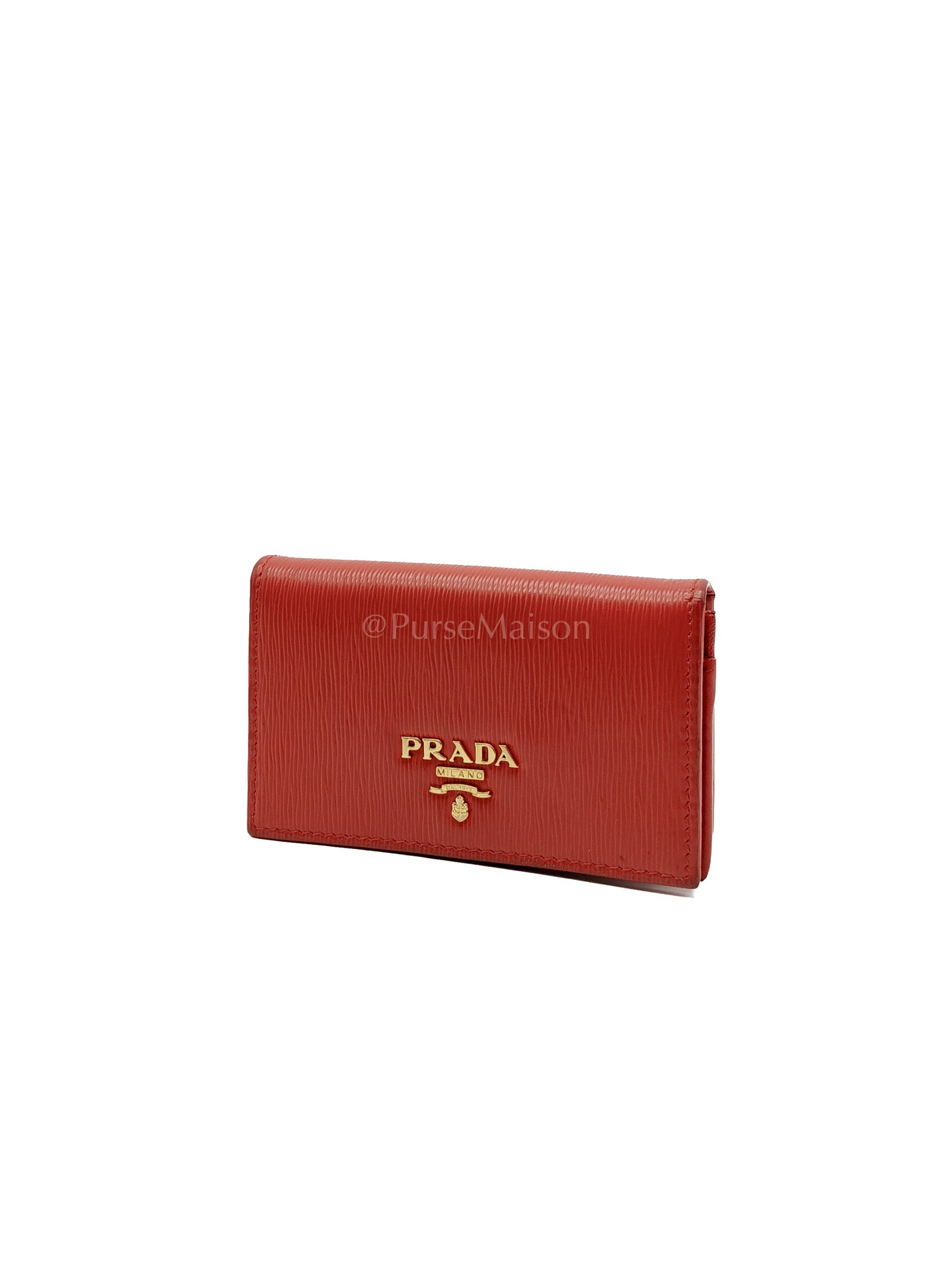 1MC122 Card Holder in Red Vitello Move Leather | Purse Maison Luxury Bags Shop