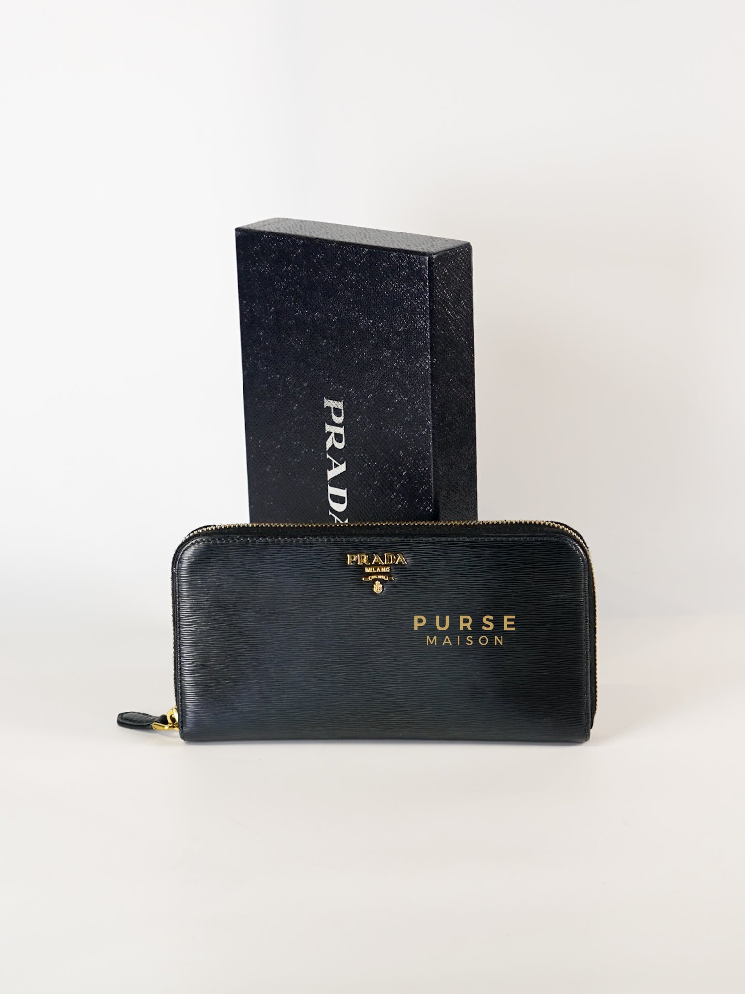 1ML506 Vitello Move Nero Zipped Long Wallet | Purse Maison Luxury Bags Shop