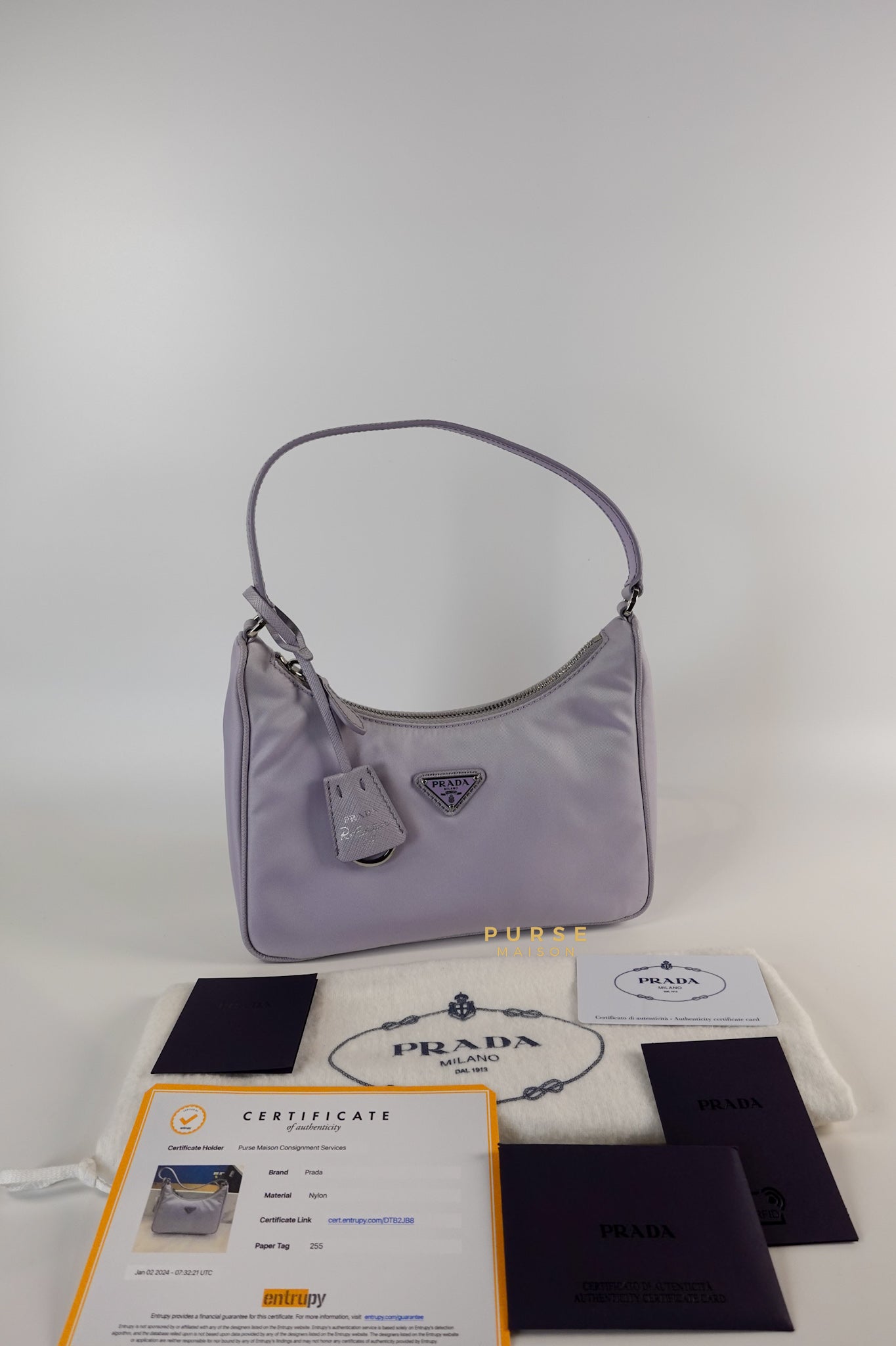 1NE204 Re-edition 2005 Tessuto Saffiano Glicine (Light Purple) | Purse Maison Luxury Bags Shop