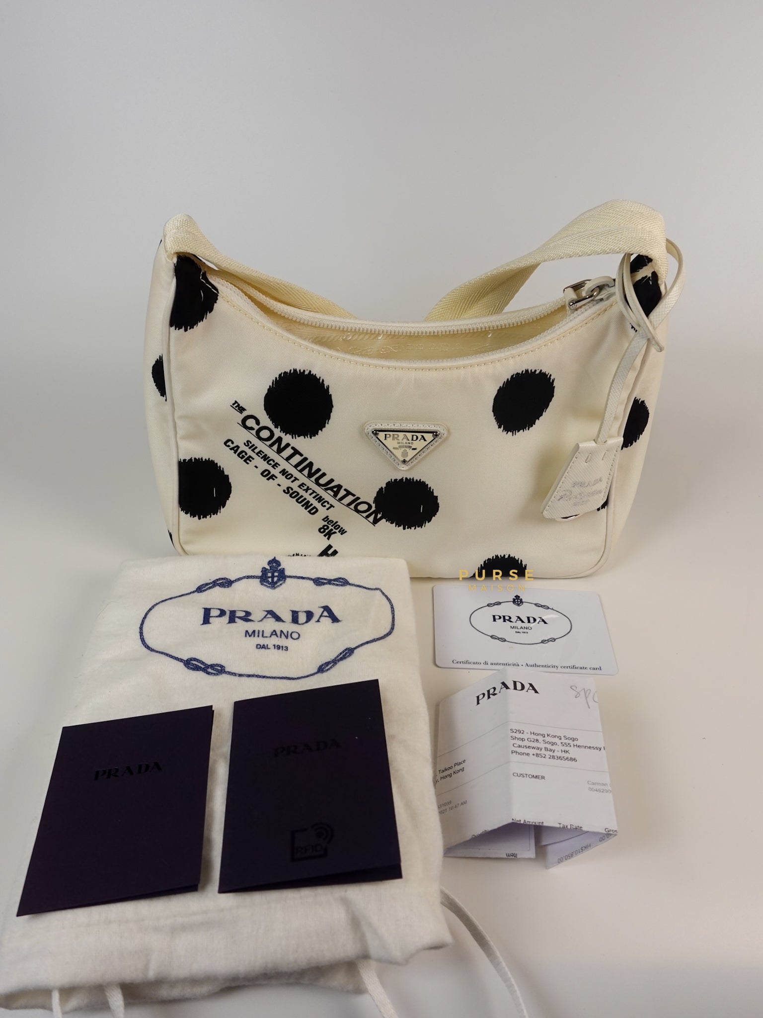 1NE515 Re-edition 2000 Polka-dot Tessuto Nylon White Bag | Purse Maison Luxury Bags Shop