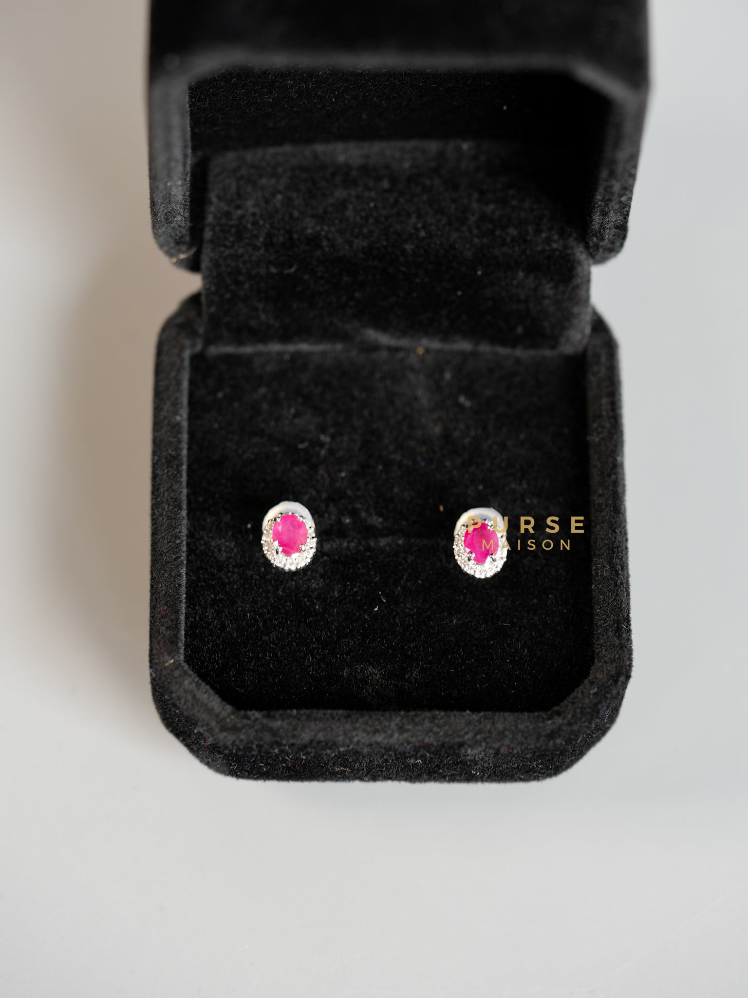 .20 TCW Oval Mix Cut Ruby Earrings with Diamonds | Purse Maison Luxury Bags Shop