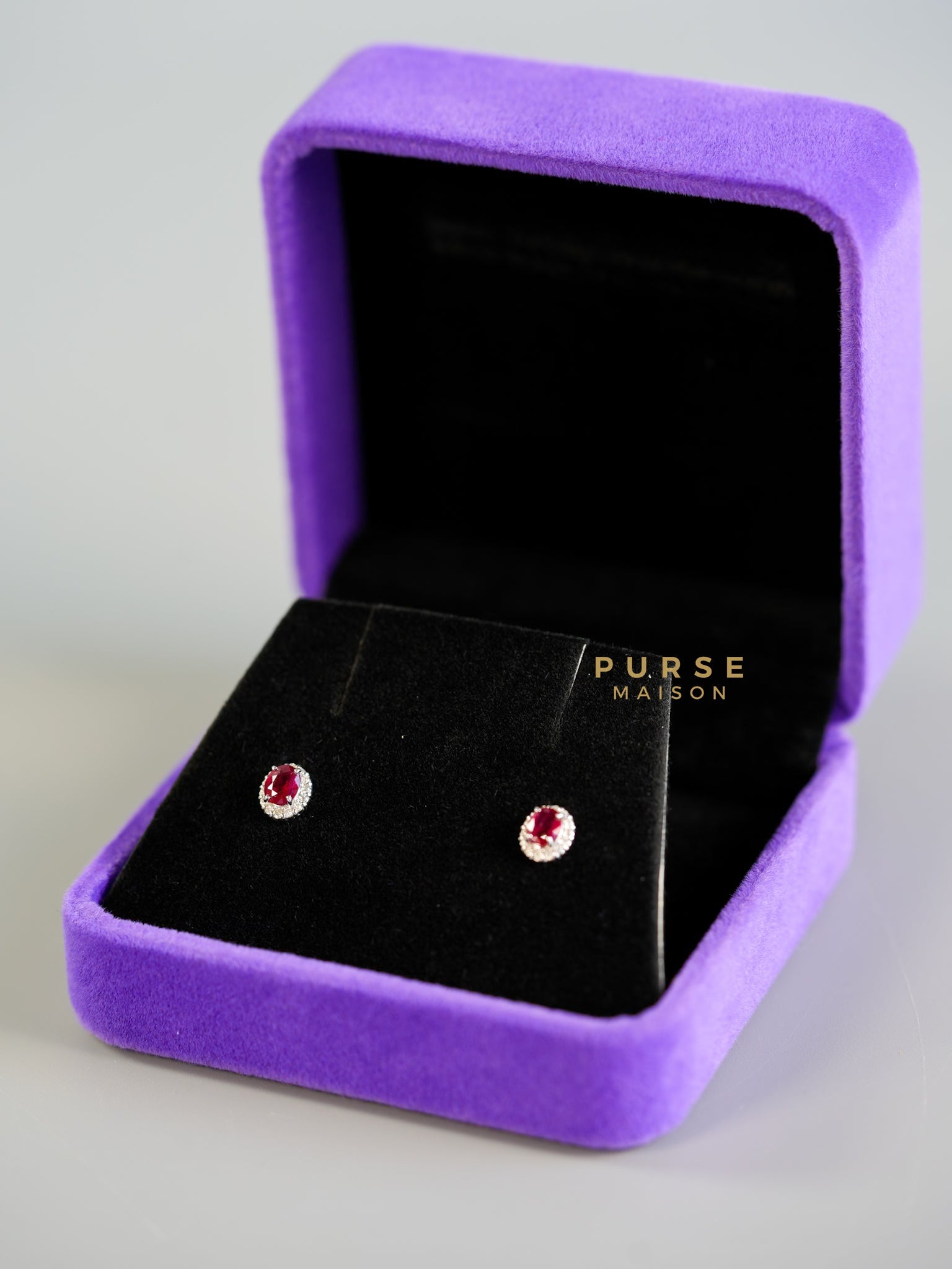 .20 TCW Oval Mix Cut Ruby Earrings with Diamonds | Purse Maison Luxury Bags Shop