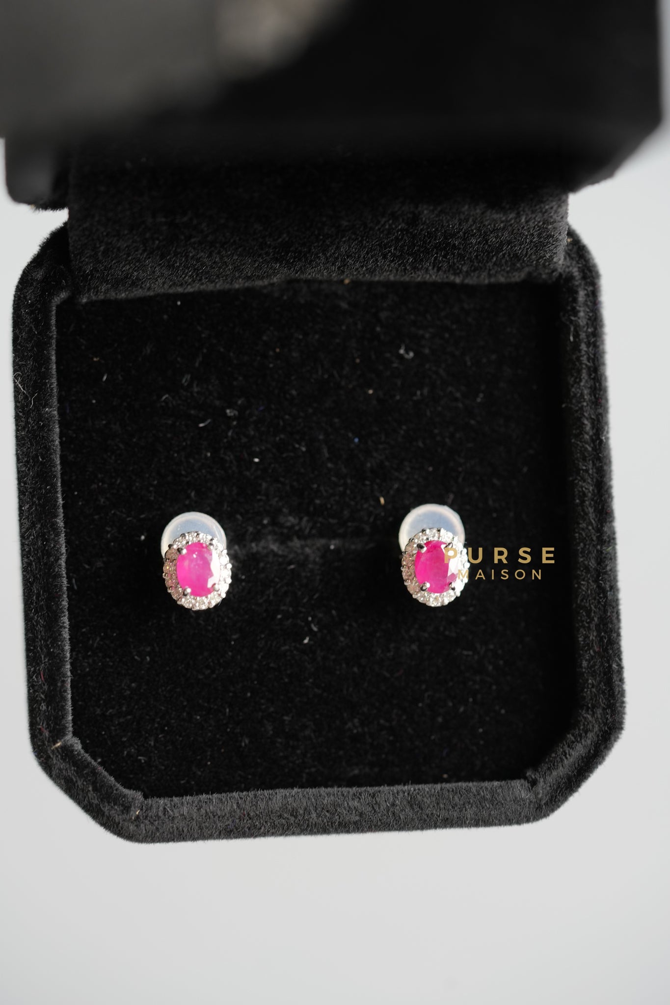 .20 TCW Oval Mix Cut Ruby Earrings with Diamonds | Purse Maison Luxury Bags Shop