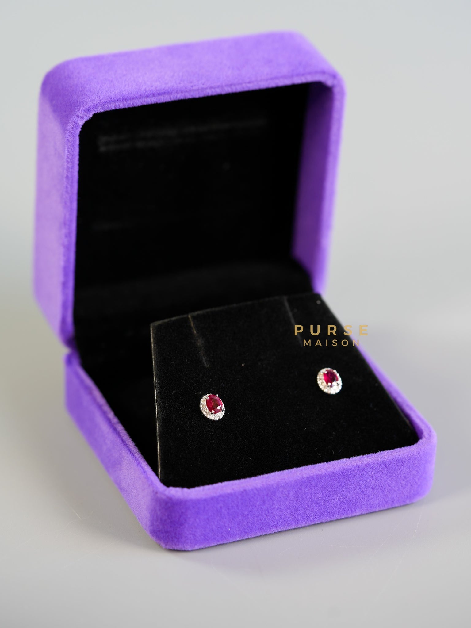 .20 TCW Oval Mix Cut Ruby Earrings with Diamonds | Purse Maison Luxury Bags Shop