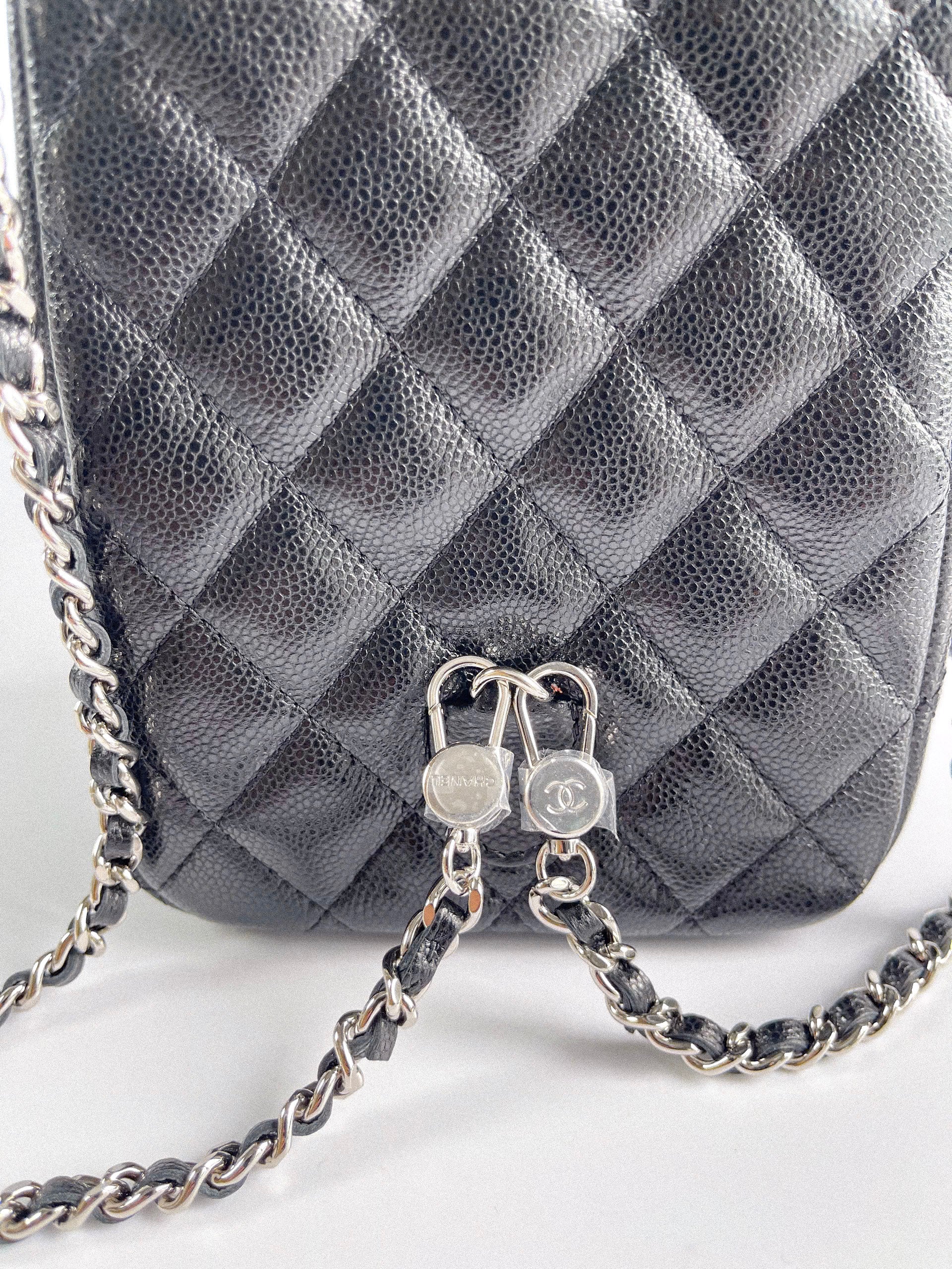 2024 Cruise Black Mini Backpack in Black Caviar and Silver Hardware (Microchip) | Purse Maison Luxury Bags Shop