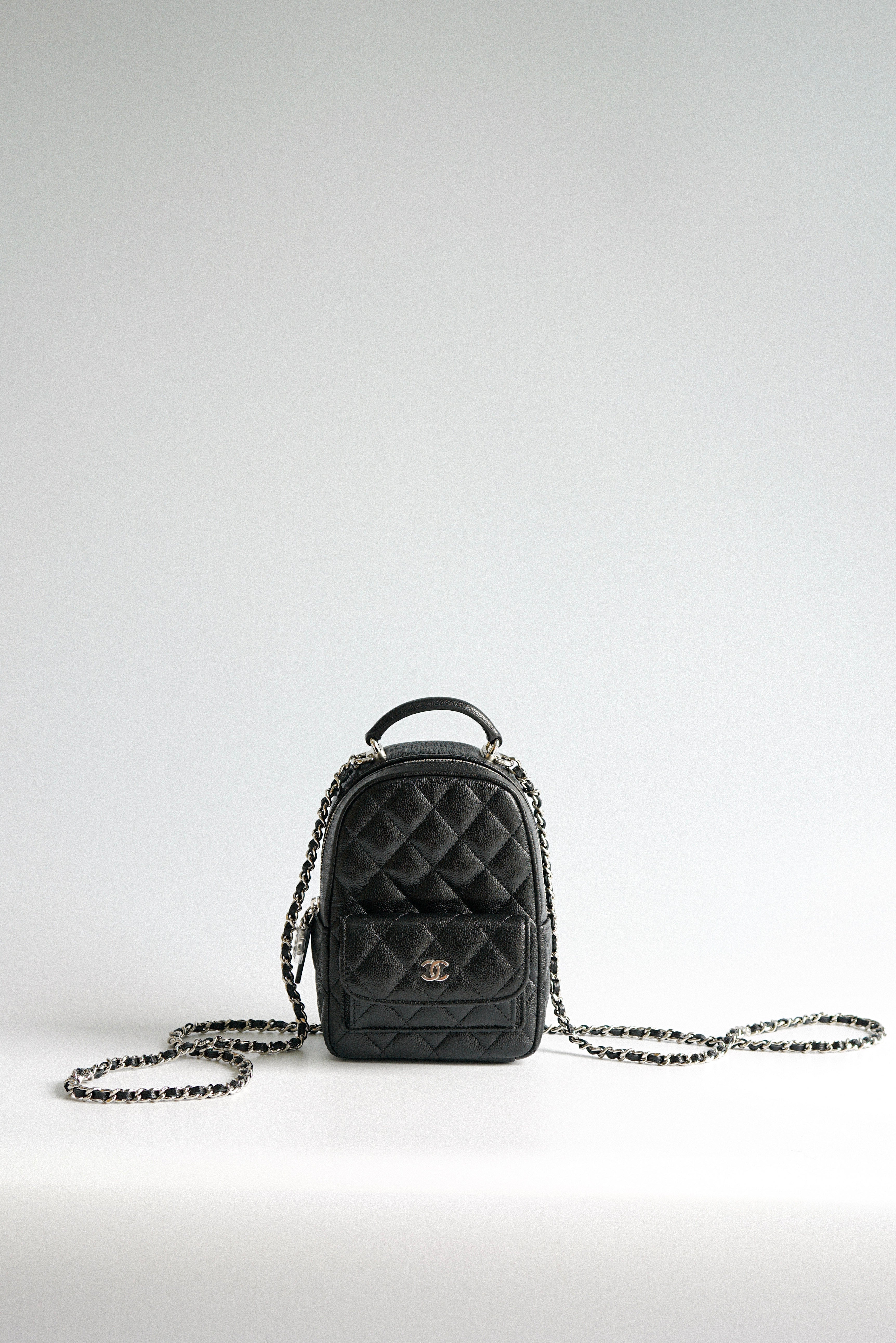 2024 Cruise Black Mini Backpack in Black Caviar and Silver Hardware (Microchip) | Purse Maison Luxury Bags Shop