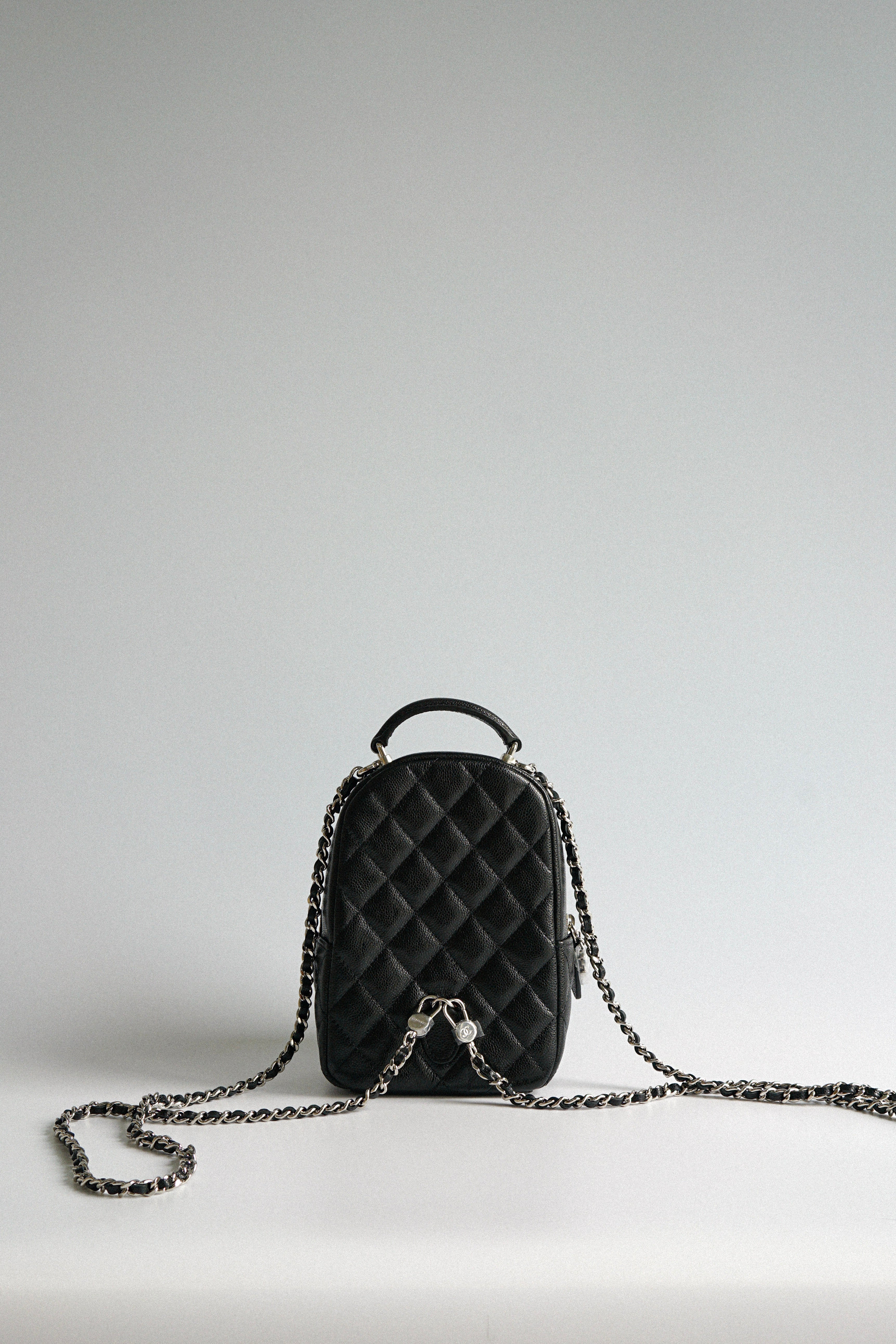 2024 Cruise Black Mini Backpack in Black Caviar and Silver Hardware (Microchip) | Purse Maison Luxury Bags Shop