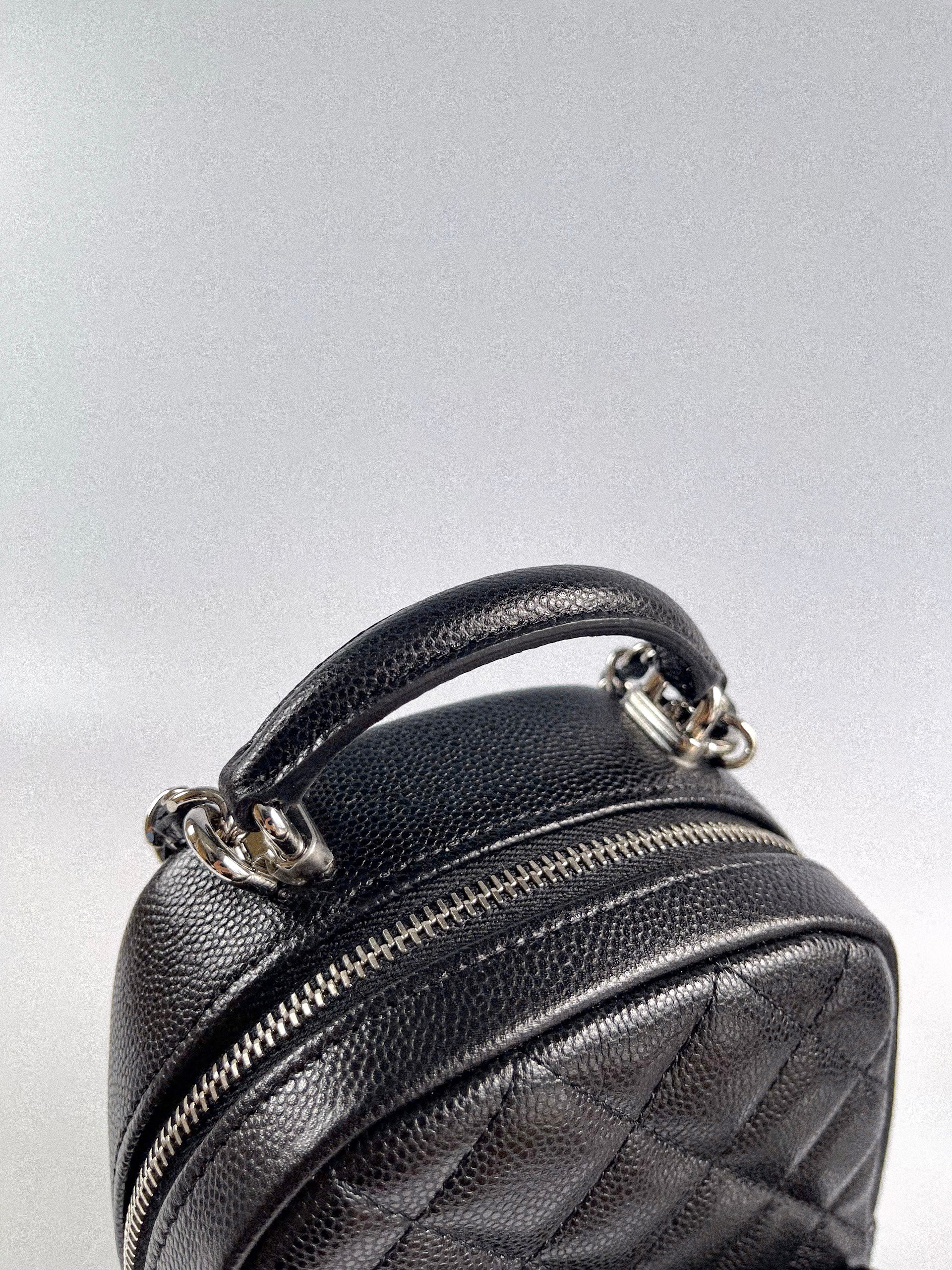 2024 Cruise Black Mini Backpack in Black Caviar and Silver Hardware (Microchip) | Purse Maison Luxury Bags Shop