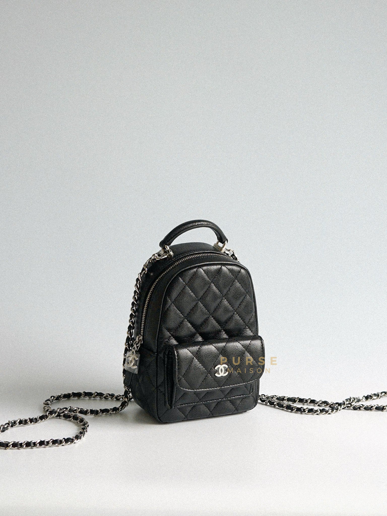 2024 Cruise Black Mini Backpack in Black Caviar and Silver Hardware (Microchip) | Purse Maison Luxury Bags Shop