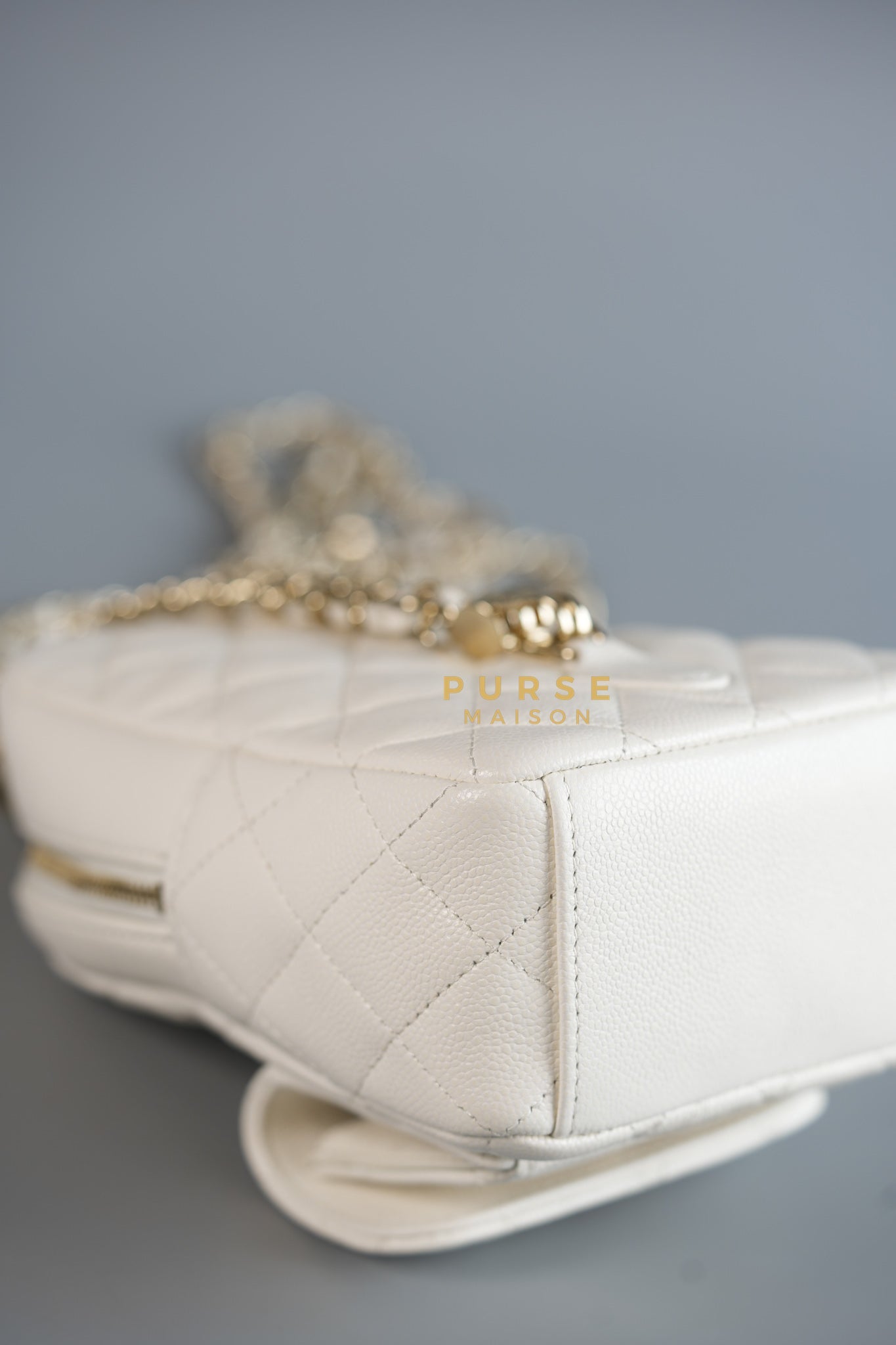 2024 Cruise Mini Backpack in White Caviar and Light Gold Hardware (Microchip) | Purse Maison Luxury Bags Shop