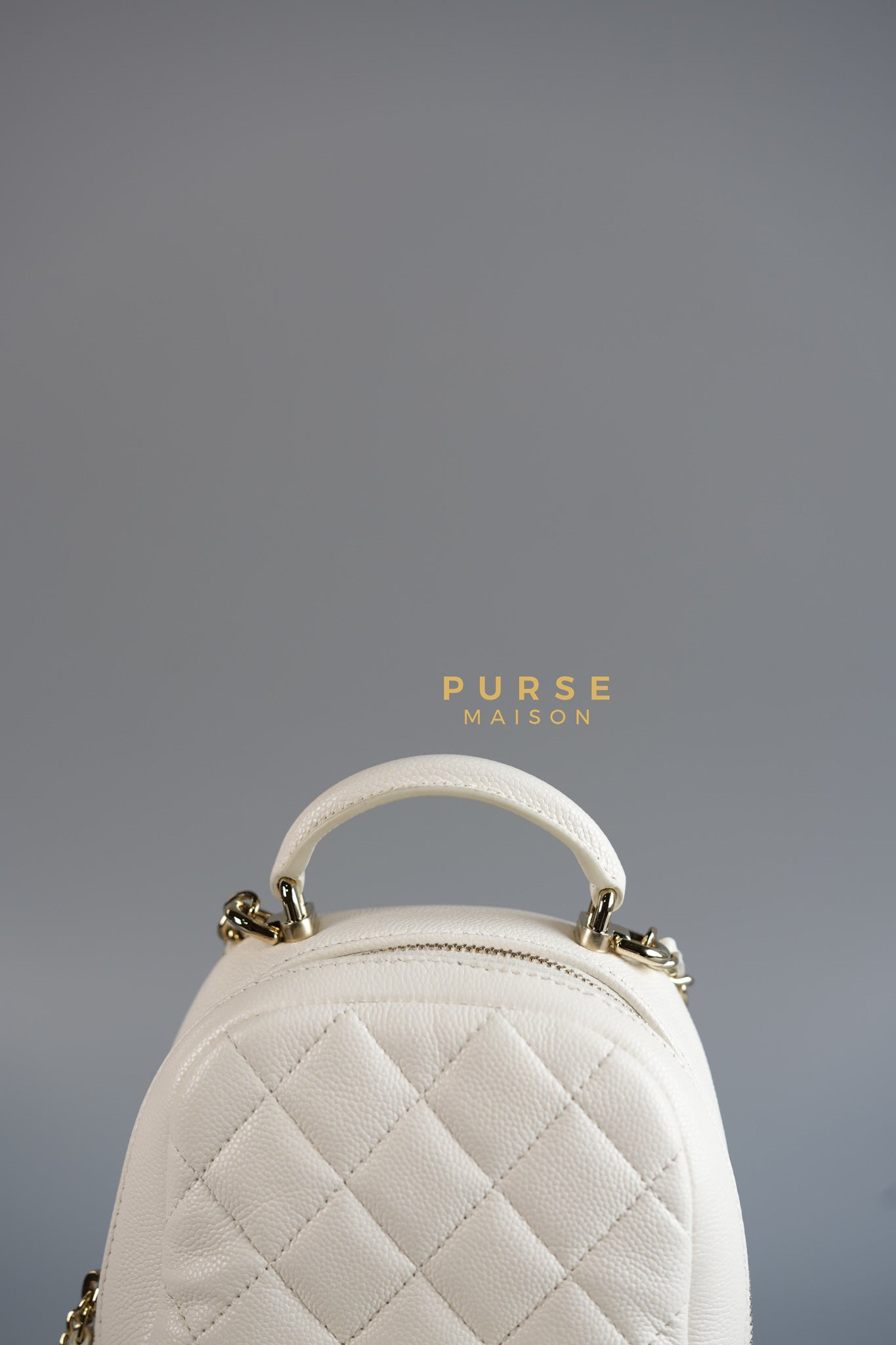 2024 Cruise Mini Backpack in White Caviar and Light Gold Hardware (Microchip) | Purse Maison Luxury Bags Shop