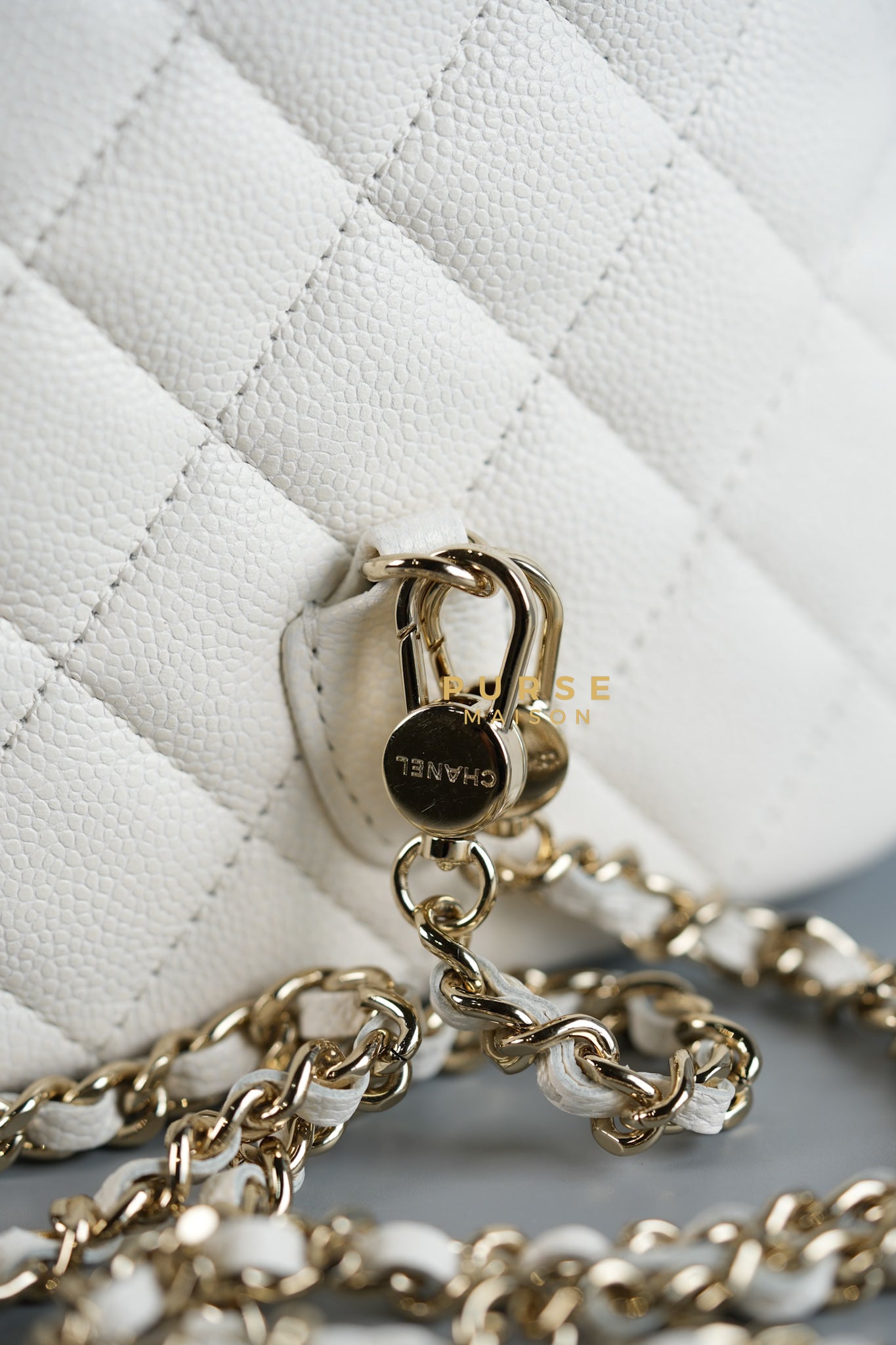 2024 Cruise Mini Backpack in White Caviar and Light Gold Hardware (Microchip) | Purse Maison Luxury Bags Shop