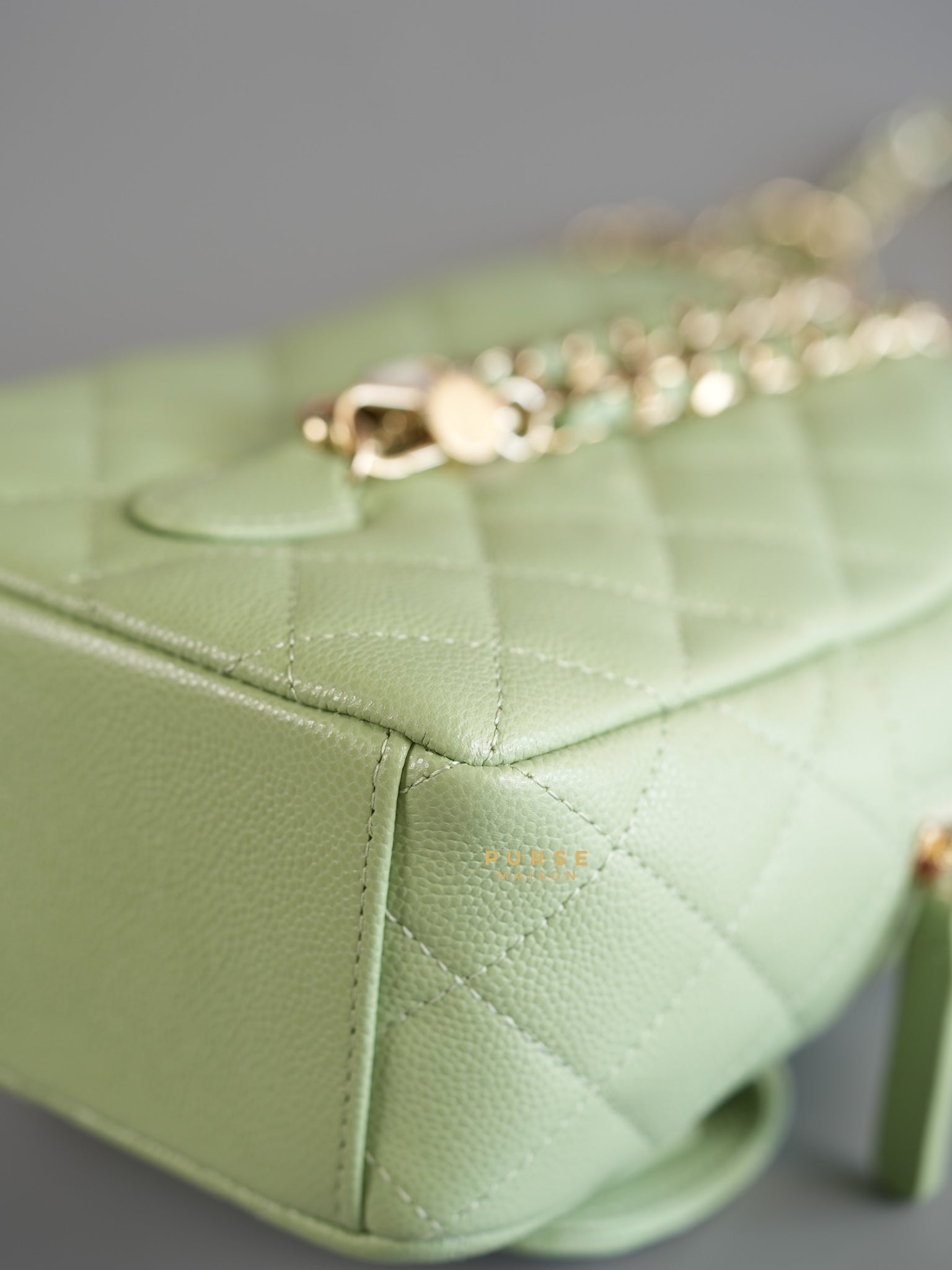 2024 Cruise Mini Backpack Sage Green Caviar and Light Gold Hardware (Microchip) | Purse Maison Luxury Bags Shop