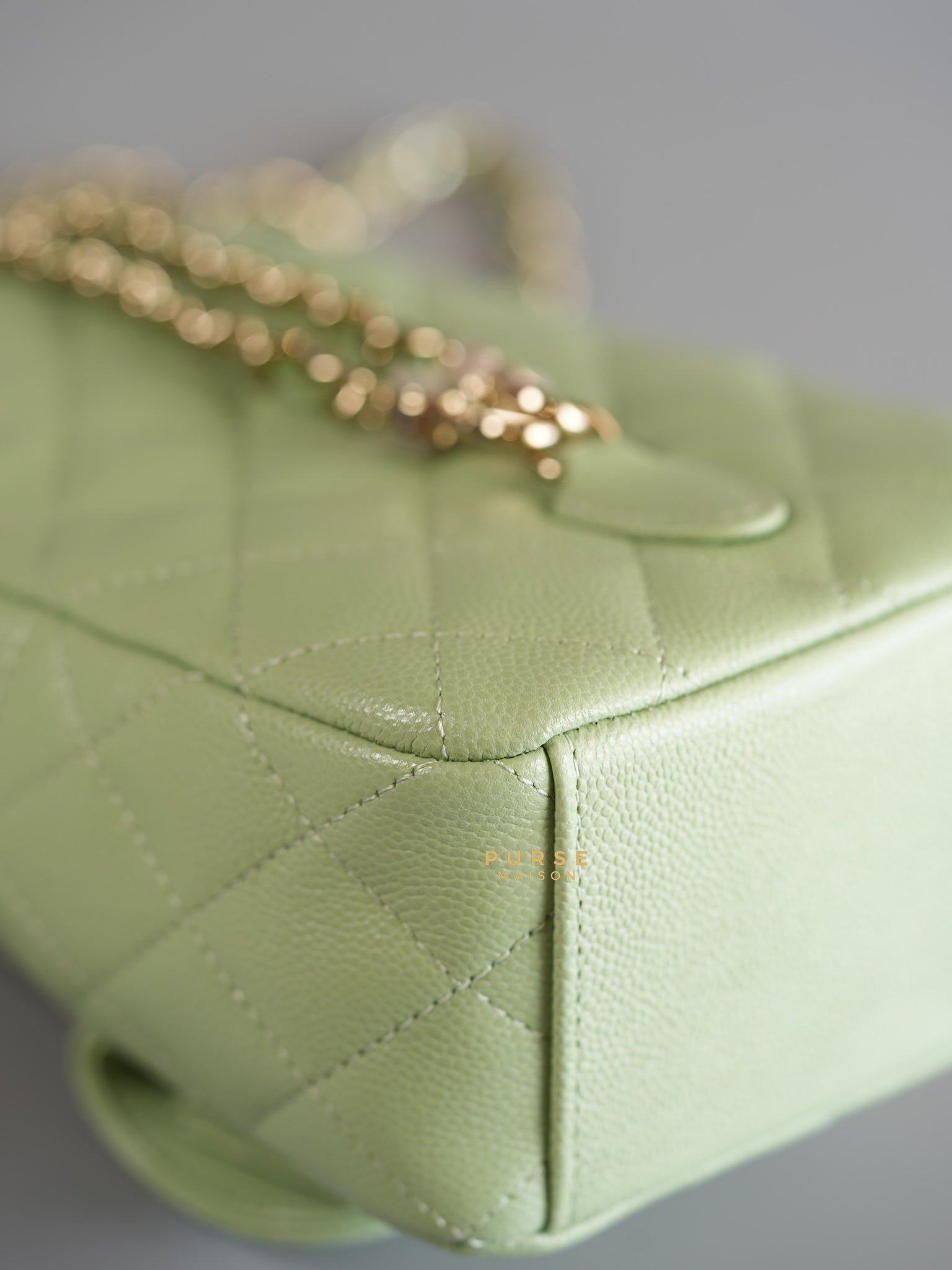 2024 Cruise Mini Backpack Sage Green Caviar and Light Gold Hardware (Microchip) | Purse Maison Luxury Bags Shop