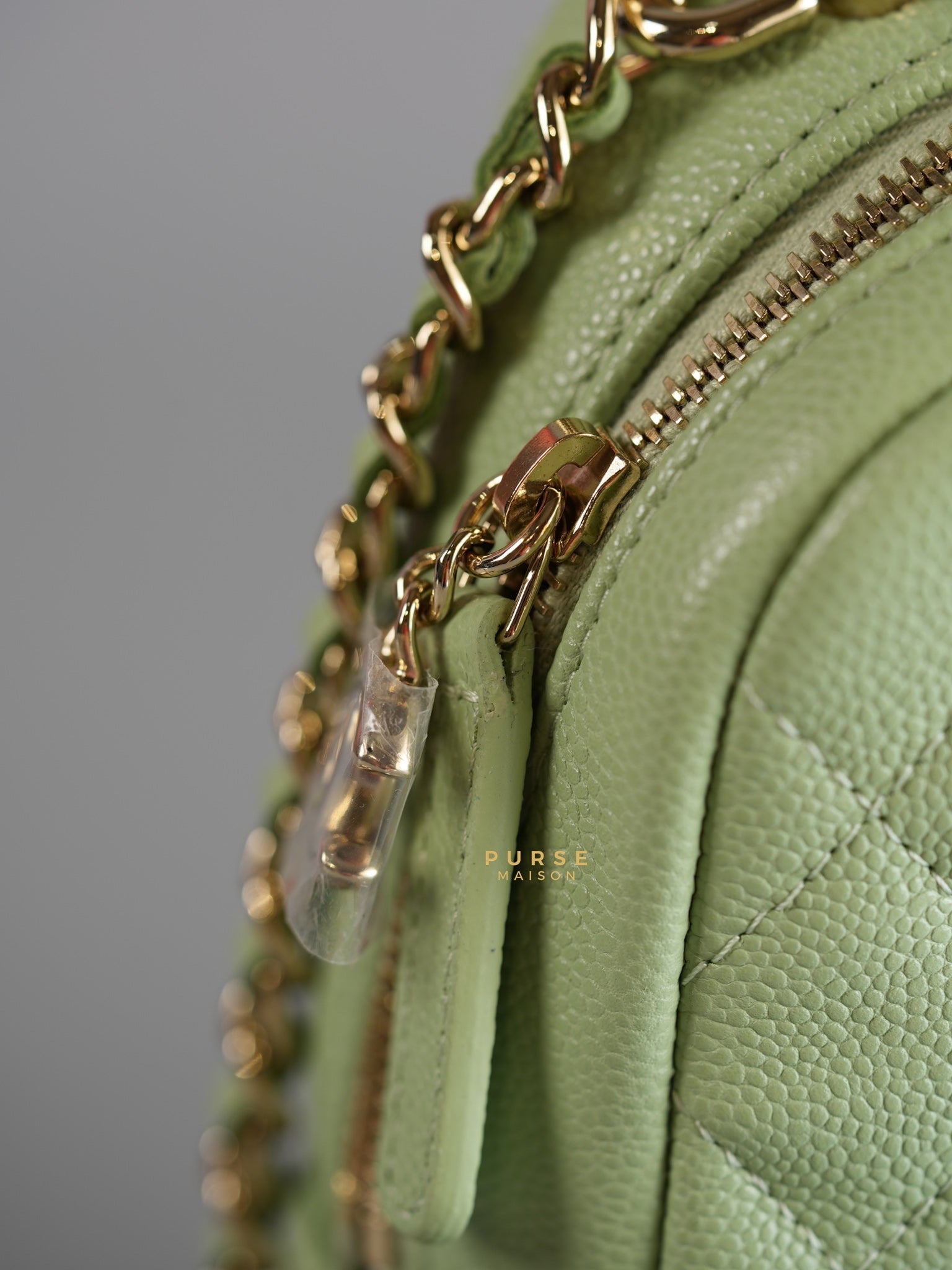 2024 Cruise Mini Backpack Sage Green Caviar and Light Gold Hardware (Microchip) | Purse Maison Luxury Bags Shop