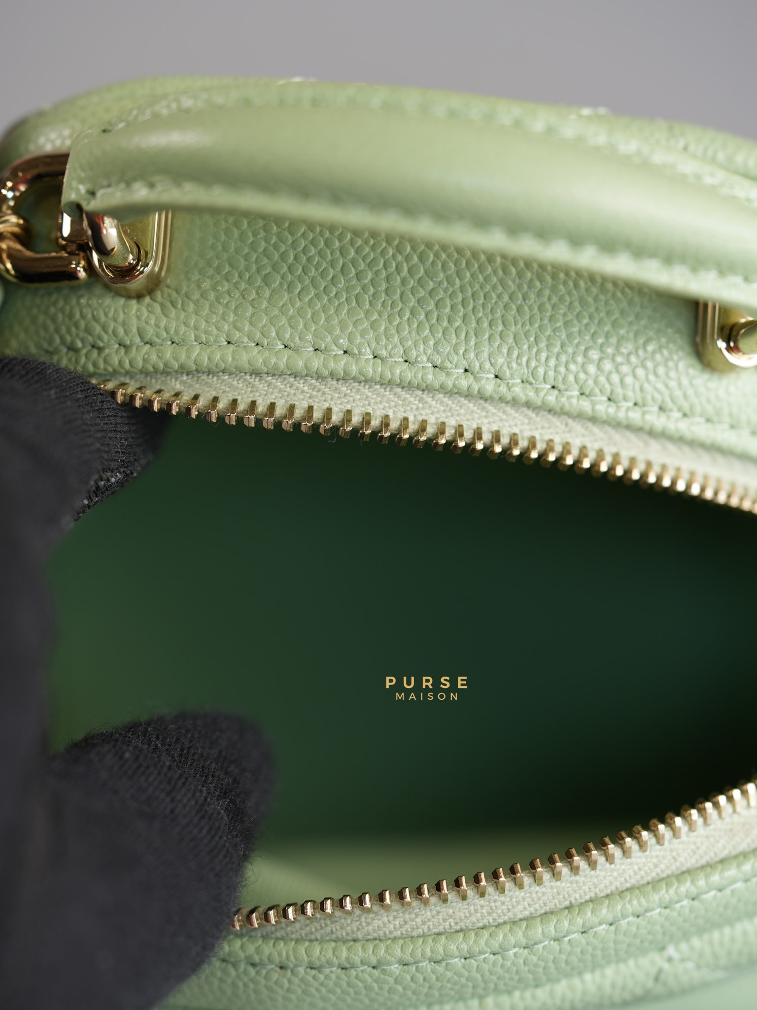 2024 Cruise Mini Backpack Sage Green Caviar and Light Gold Hardware (Microchip) | Purse Maison Luxury Bags Shop